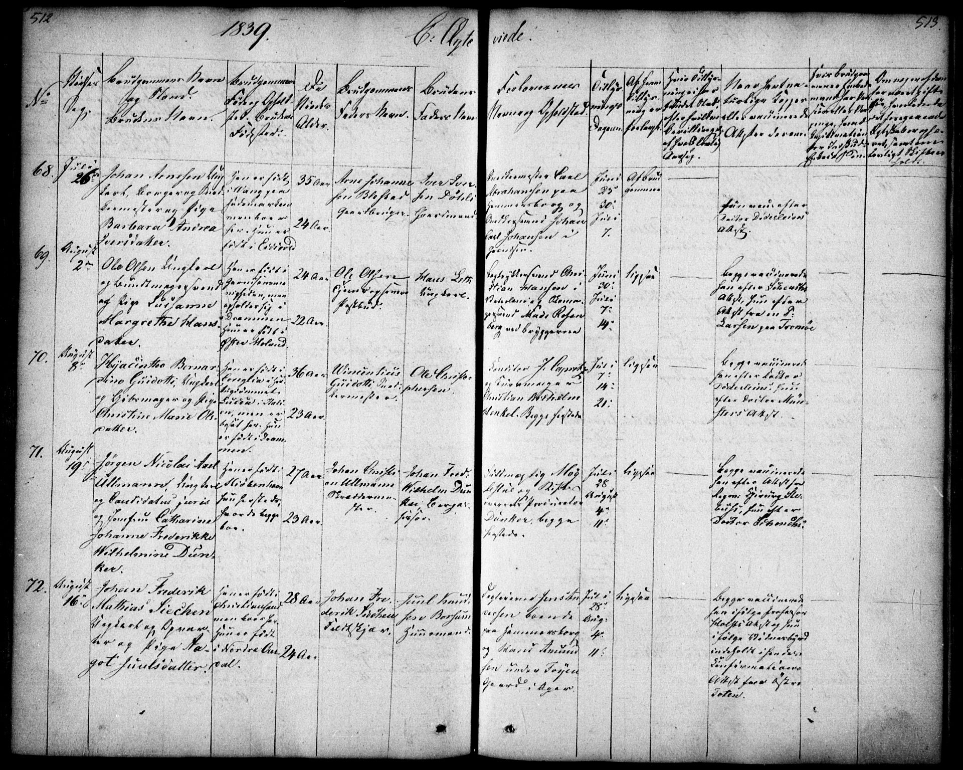 Oslo domkirke Kirkebøker, SAO/A-10752/F/Fa/L0019: Parish register (official) no. 19, 1828-1847, p. 512-513