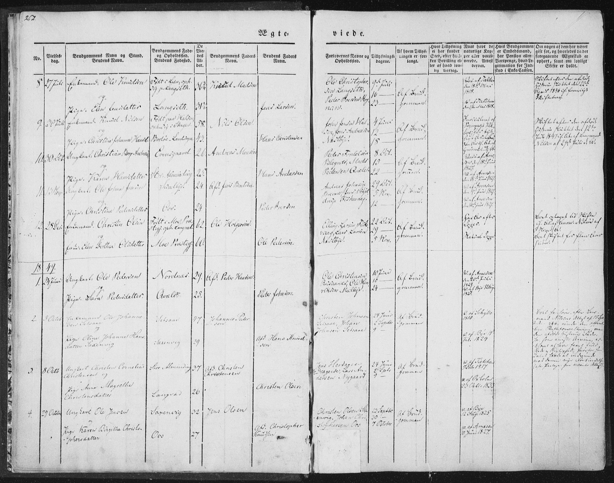 Ministerialprotokoller, klokkerbøker og fødselsregistre - Nordland, SAT/A-1459/847/L0667: Parish register (official) no. 847A07, 1842-1871, p. 262