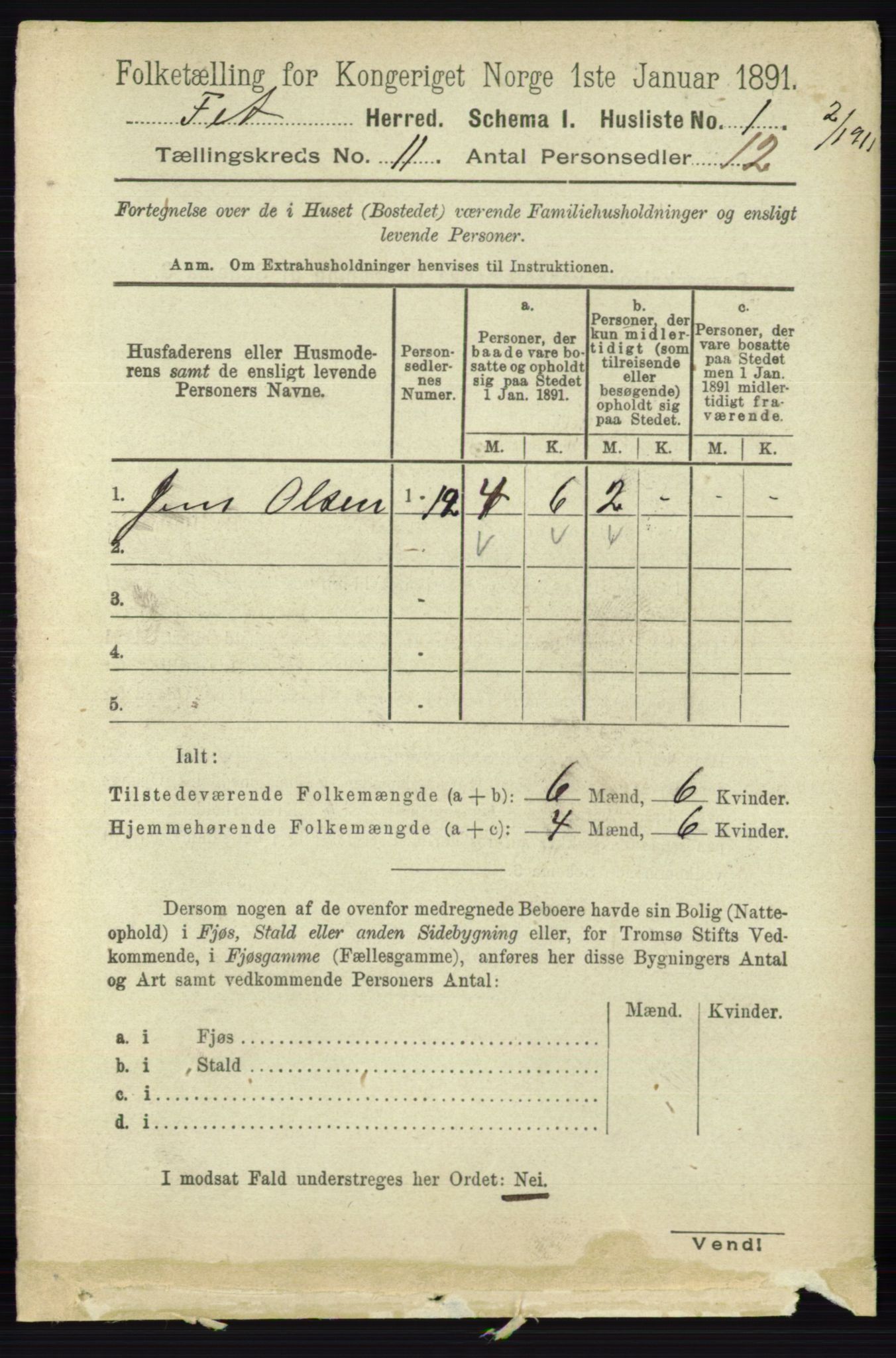 RA, 1891 census for 0227 Fet, 1891, p. 4195