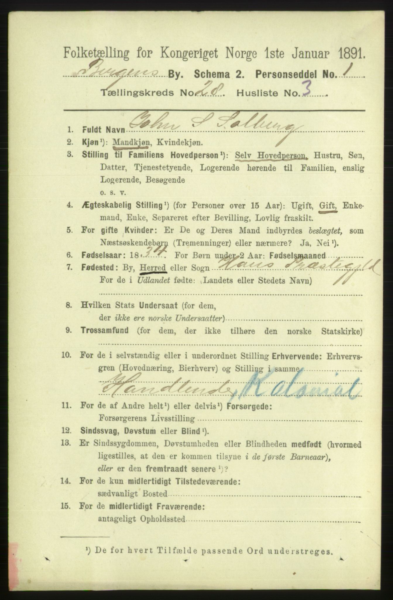 RA, 1891 Census for 1301 Bergen, 1891, p. 36354