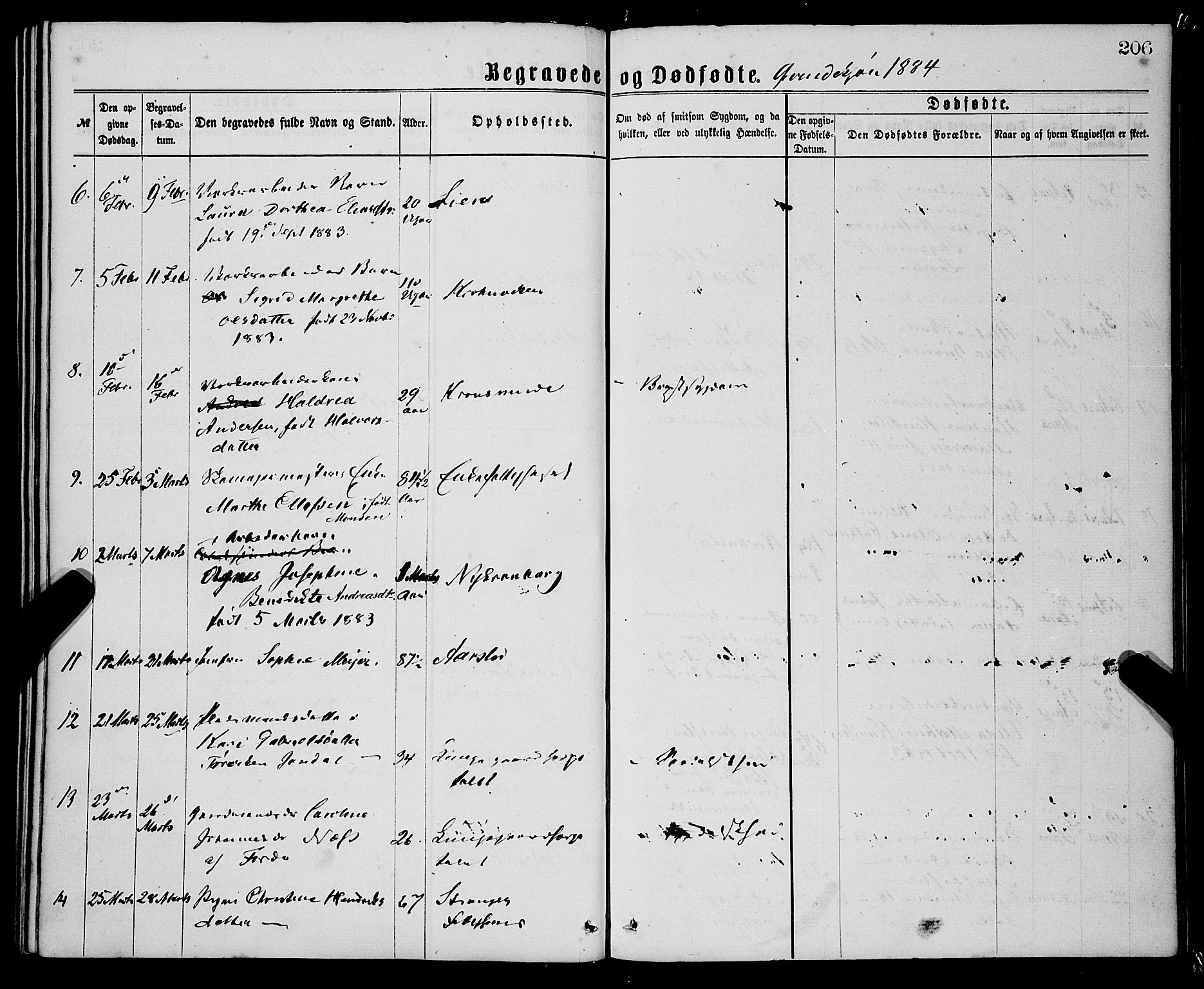 St. Jørgens hospital og Årstad sokneprestembete, AV/SAB-A-99934: Parish register (official) no. A 11, 1864-1886, p. 206