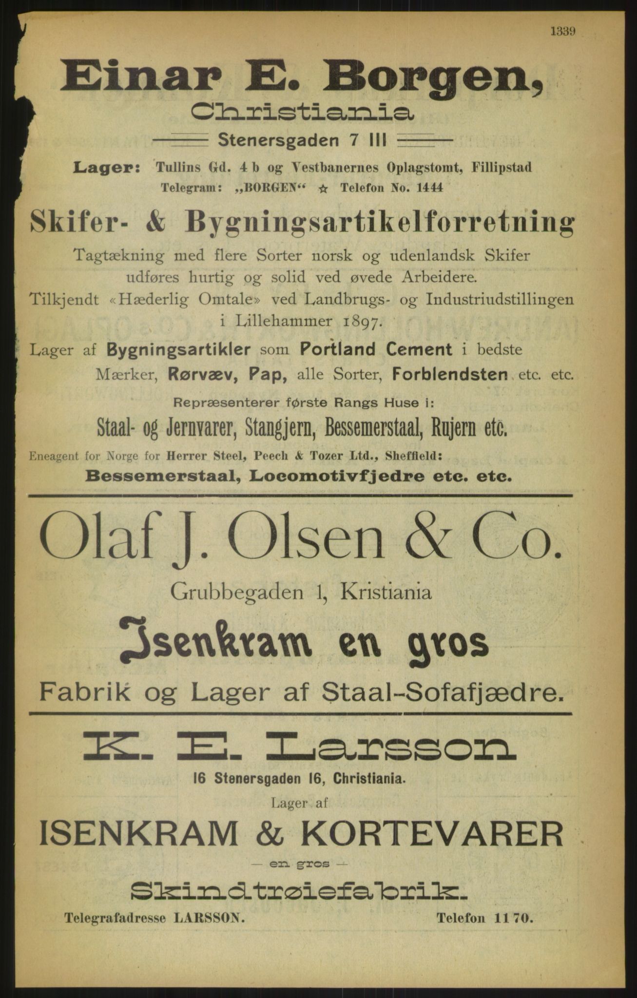 Kristiania/Oslo adressebok, PUBL/-, 1900, p. 1339