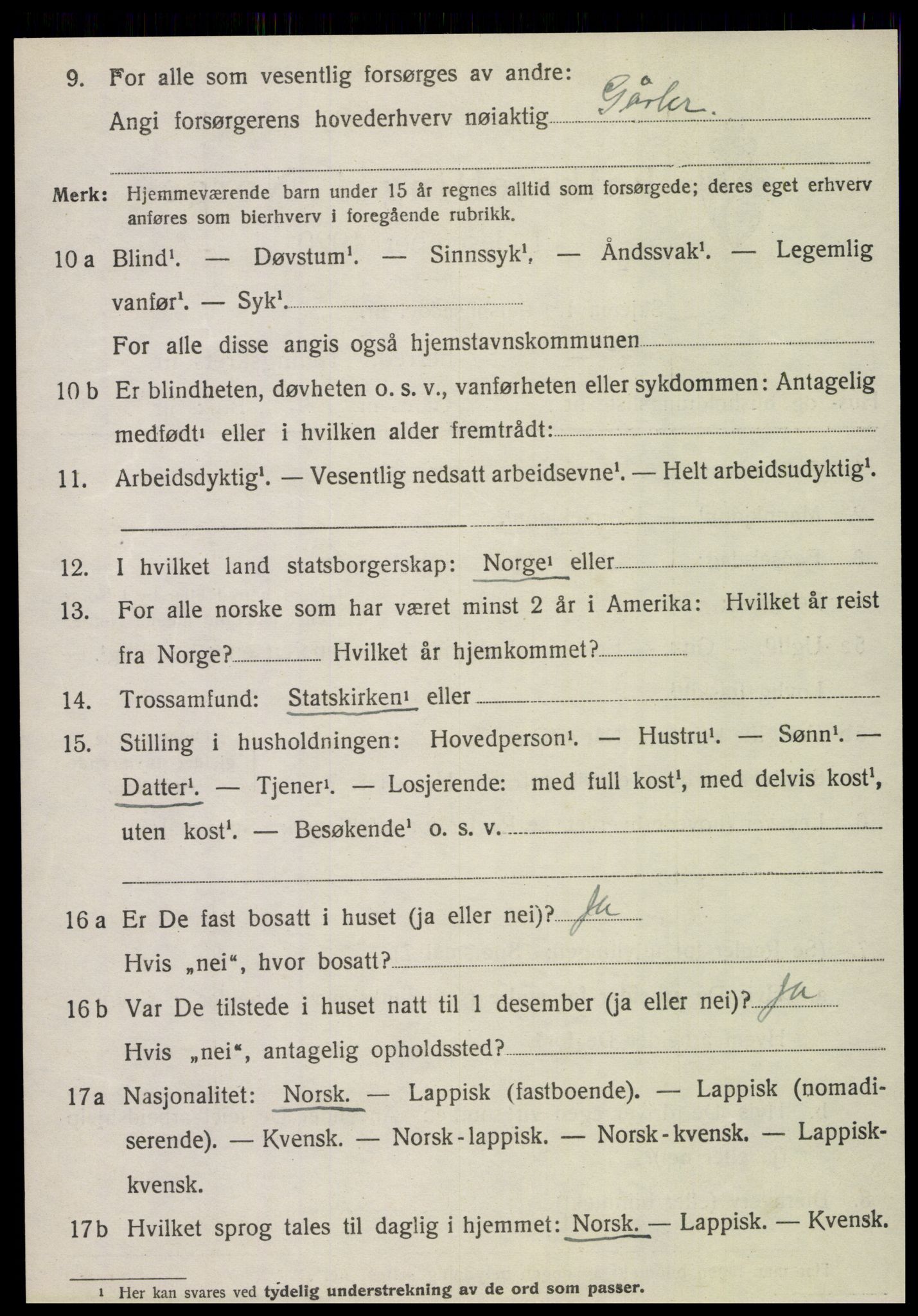 SAT, 1920 census for Fauske, 1920, p. 8681