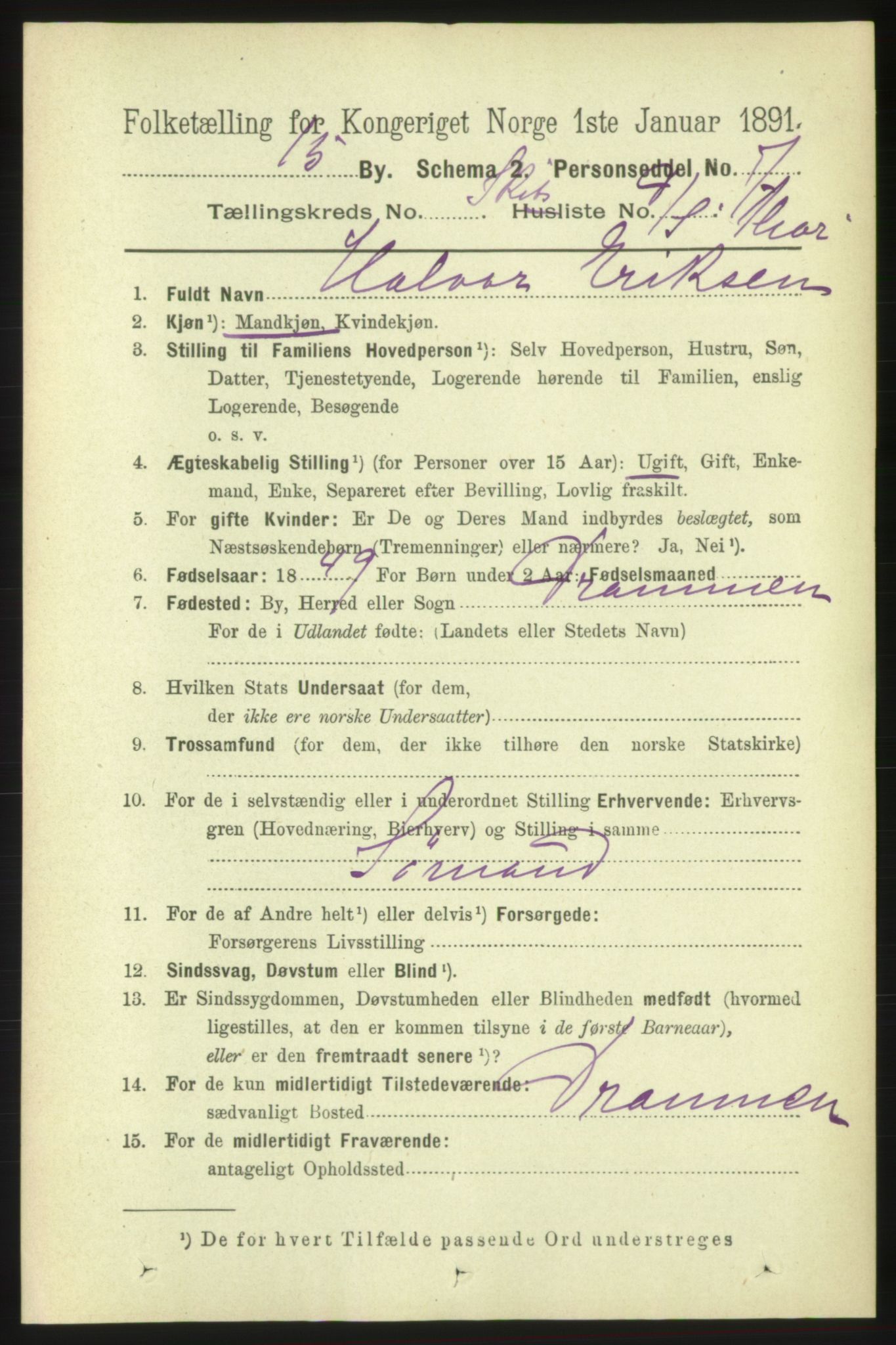 RA, 1891 census for 0602 Drammen, 1891, p. 25633