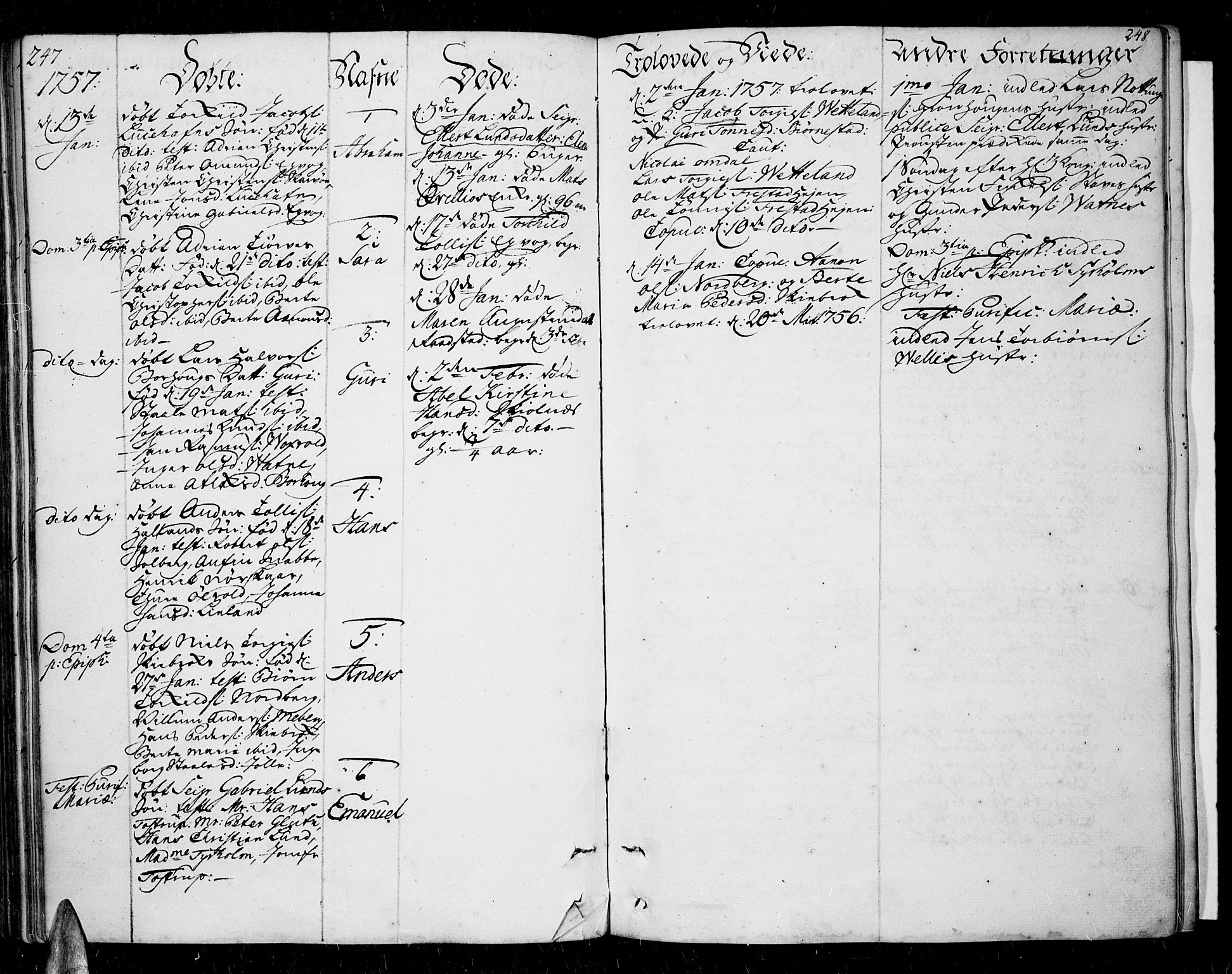 Lista sokneprestkontor, SAK/1111-0027/F/Fa/L0003: Parish register (official) no. A 3 /1, 1743-1767, p. 247-248
