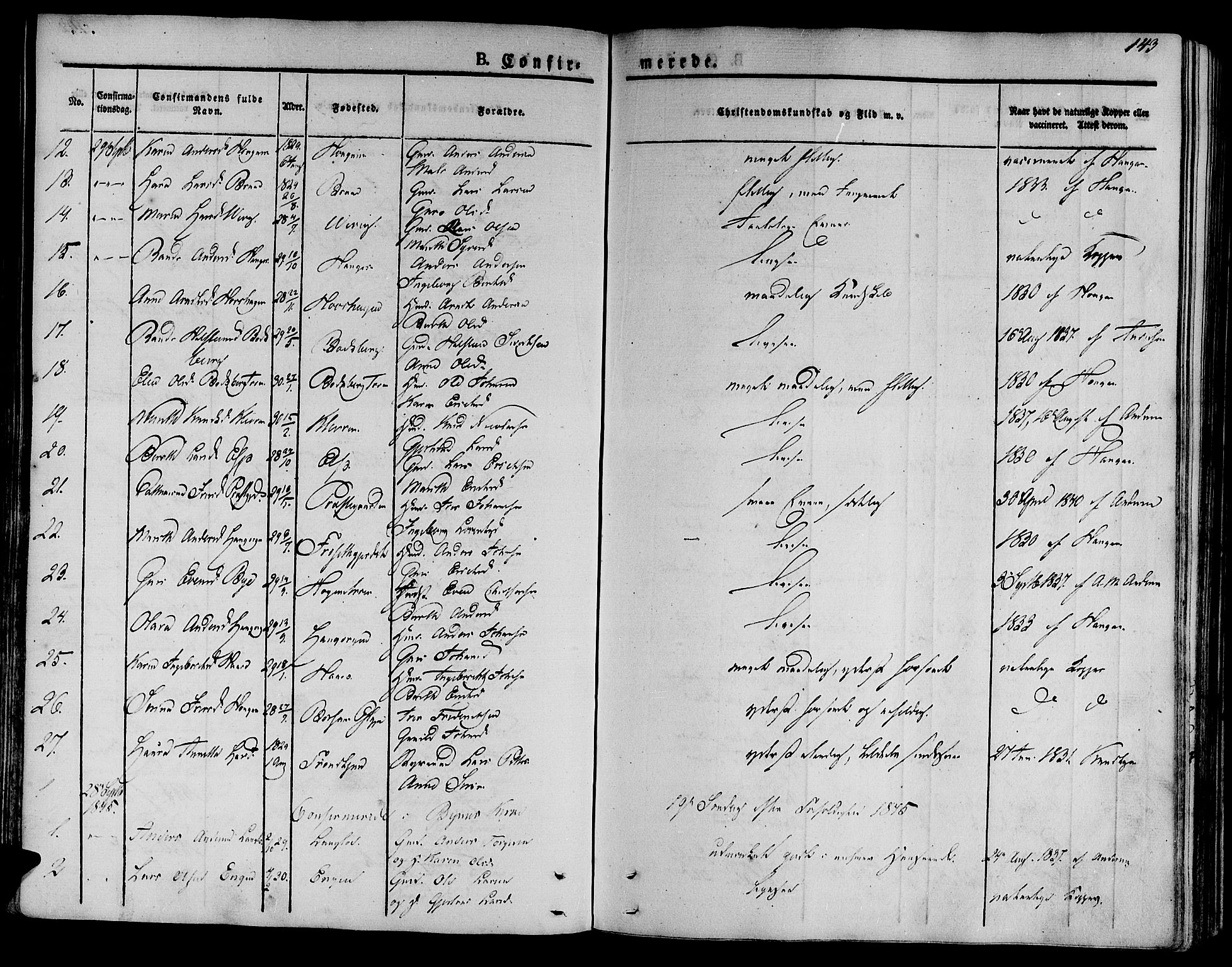 Ministerialprotokoller, klokkerbøker og fødselsregistre - Sør-Trøndelag, SAT/A-1456/612/L0374: Parish register (official) no. 612A07 /1, 1829-1845, p. 143