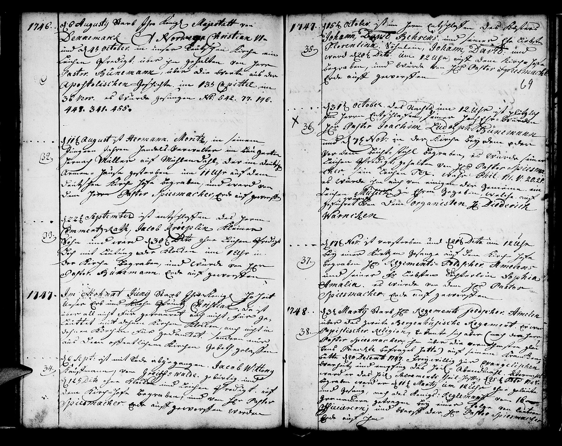 Mariakirken Sokneprestembete, SAB/A-76901/H/Haa/L0001: Parish register (official) no. A 1, 1740-1784, p. 69