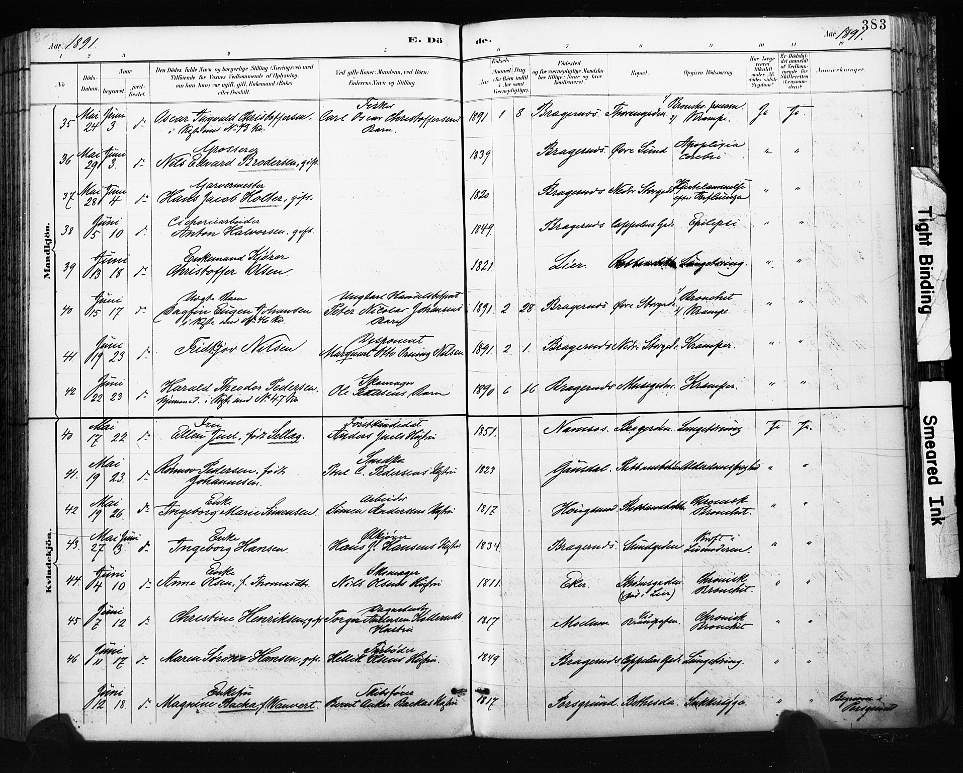 Bragernes kirkebøker, AV/SAKO-A-6/F/Fb/L0007: Parish register (official) no. II 7, 1885-1893, p. 383