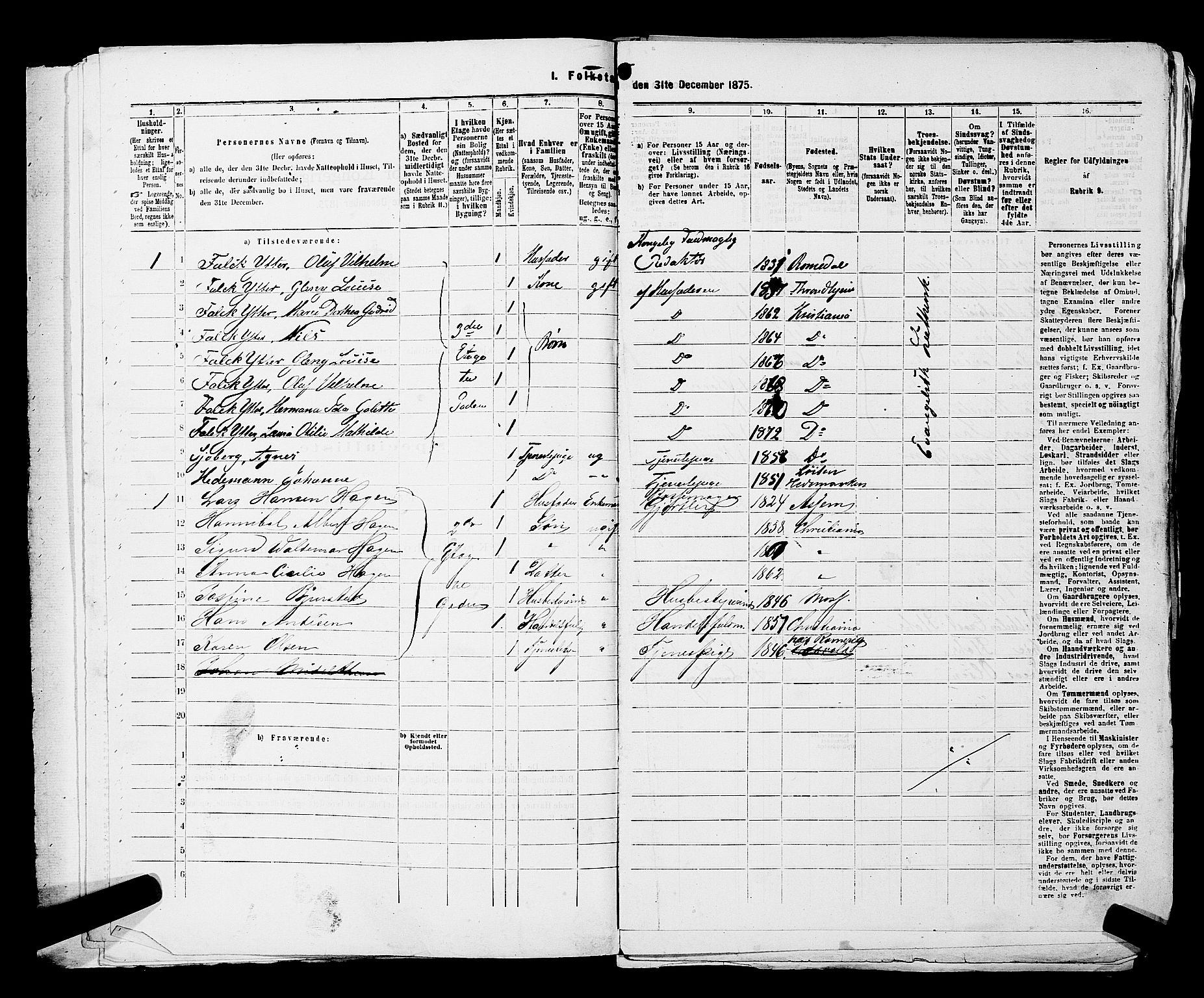 RA, 1875 census for 0301 Kristiania, 1875, p. 173