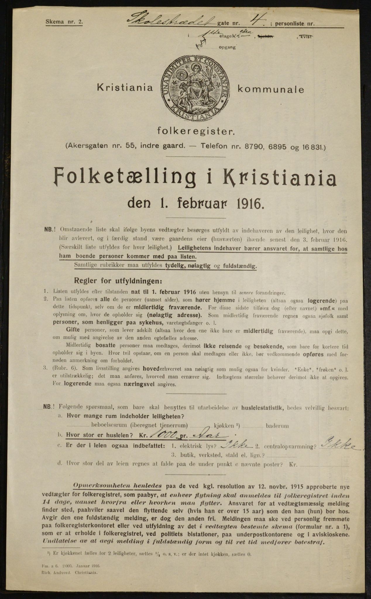 OBA, Municipal Census 1916 for Kristiania, 1916, p. 98824