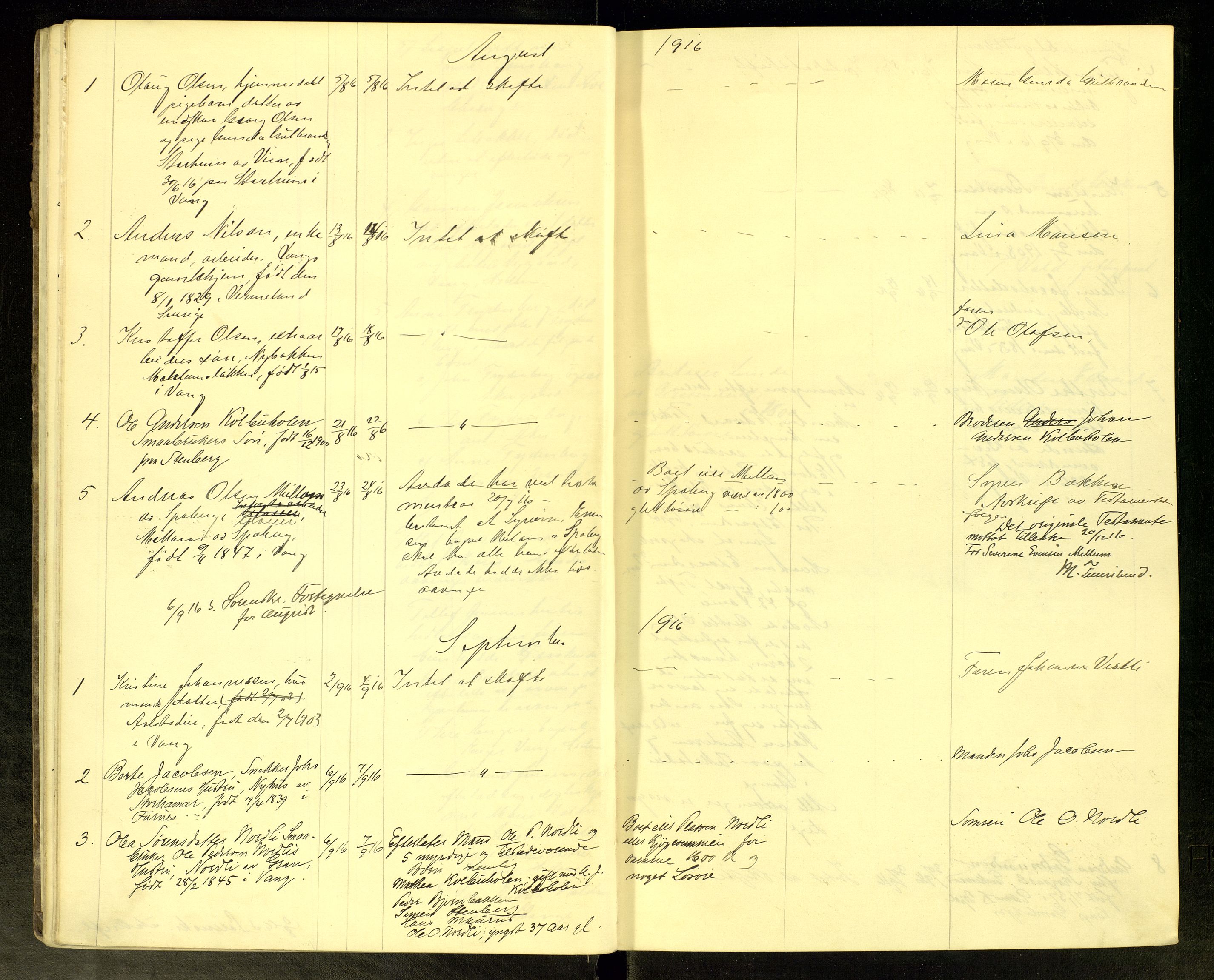 Vang, Hedmark, lensmannskontor, AV/SAH-LHV-018/H/Ha/L0007: Dødsfallsprotokoll, 1915-1925