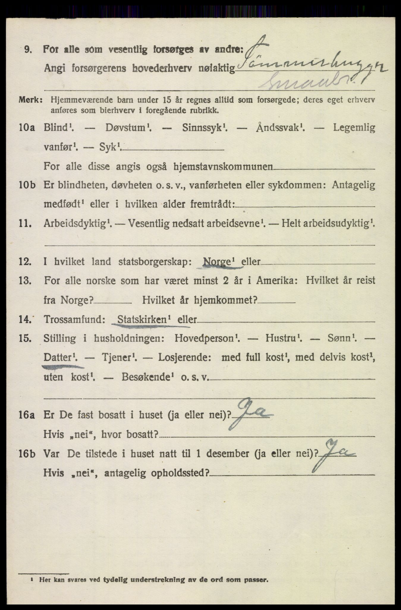 SAH, 1920 census for Snertingdal, 1920, p. 4694