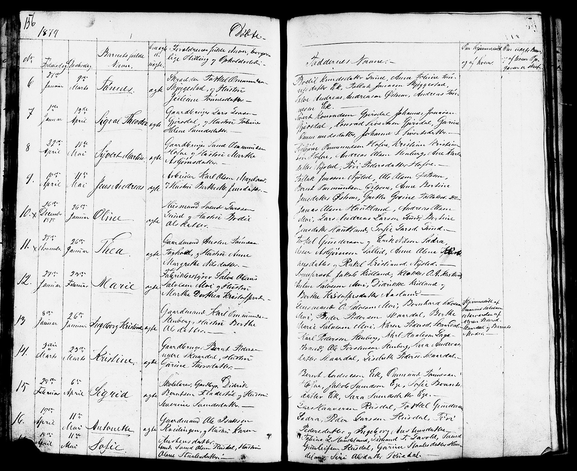 Lund sokneprestkontor, AV/SAST-A-101809/S07/L0003: Parish register (copy) no. B 3, 1848-1885, p. 156