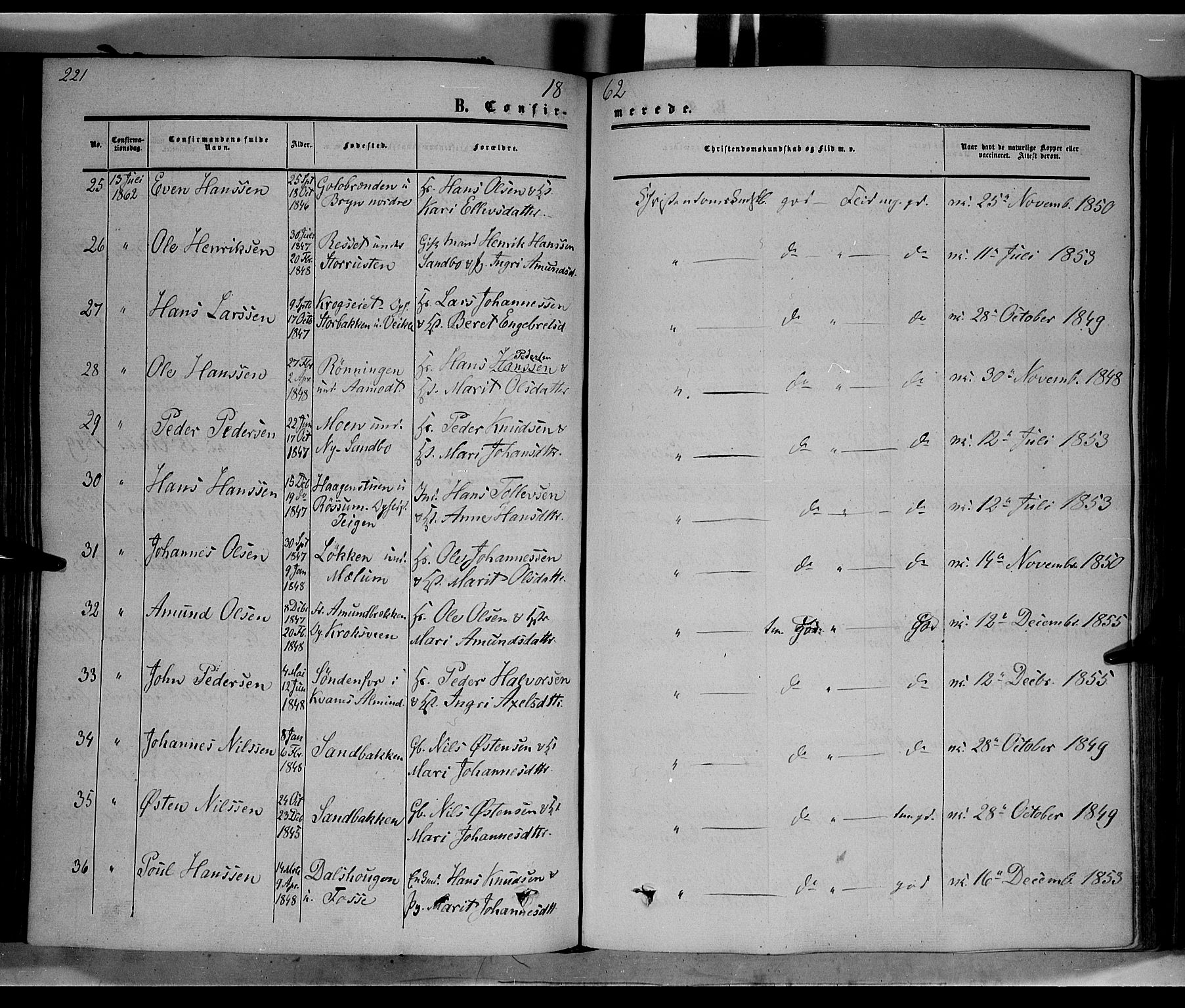 Nord-Fron prestekontor, AV/SAH-PREST-080/H/Ha/Haa/L0001: Parish register (official) no. 1, 1851-1864, p. 221