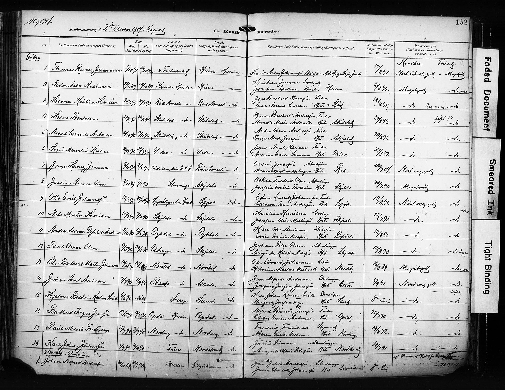Hvaler prestekontor Kirkebøker, SAO/A-2001/F/Fa/L0009: Parish register (official) no. I 9, 1895-1906, p. 152