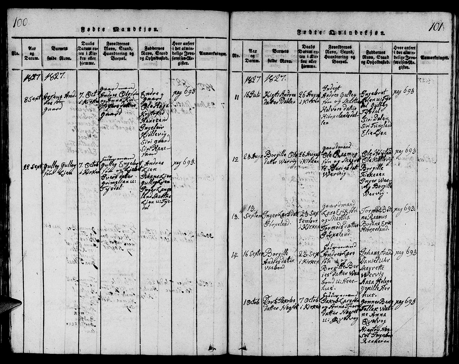 Strand sokneprestkontor, AV/SAST-A-101828/H/Ha/Hab/L0001: Parish register (copy) no. B 1, 1816-1854, p. 100-101