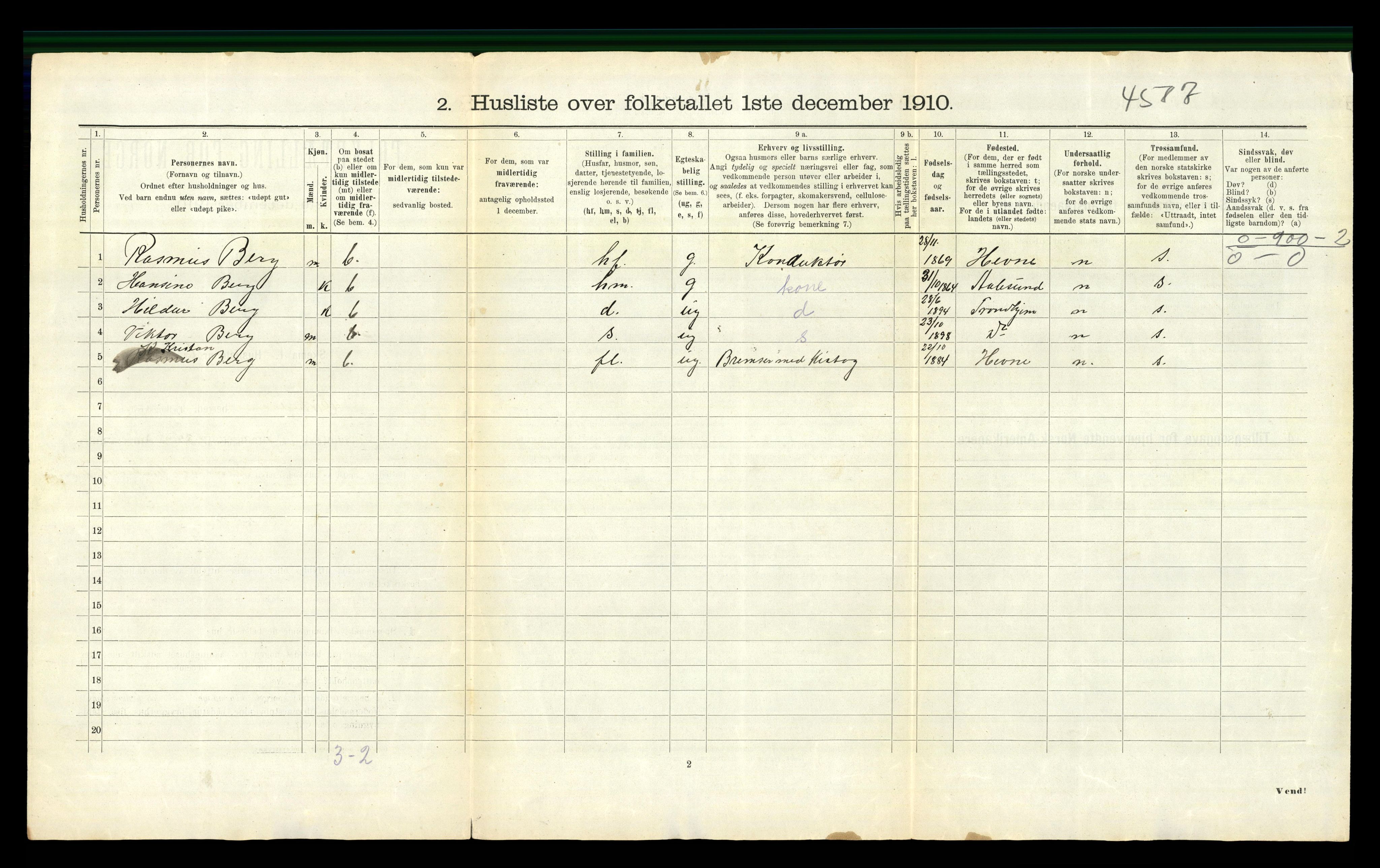 RA, 1910 census for Orkdal, 1910, p. 16