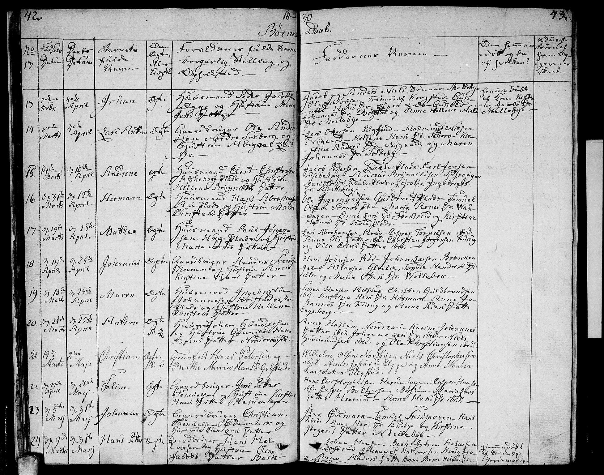 Ås prestekontor Kirkebøker, AV/SAO-A-10894/F/Fa/L0005: Parish register (official) no. I 5, 1827-1840, p. 42-43