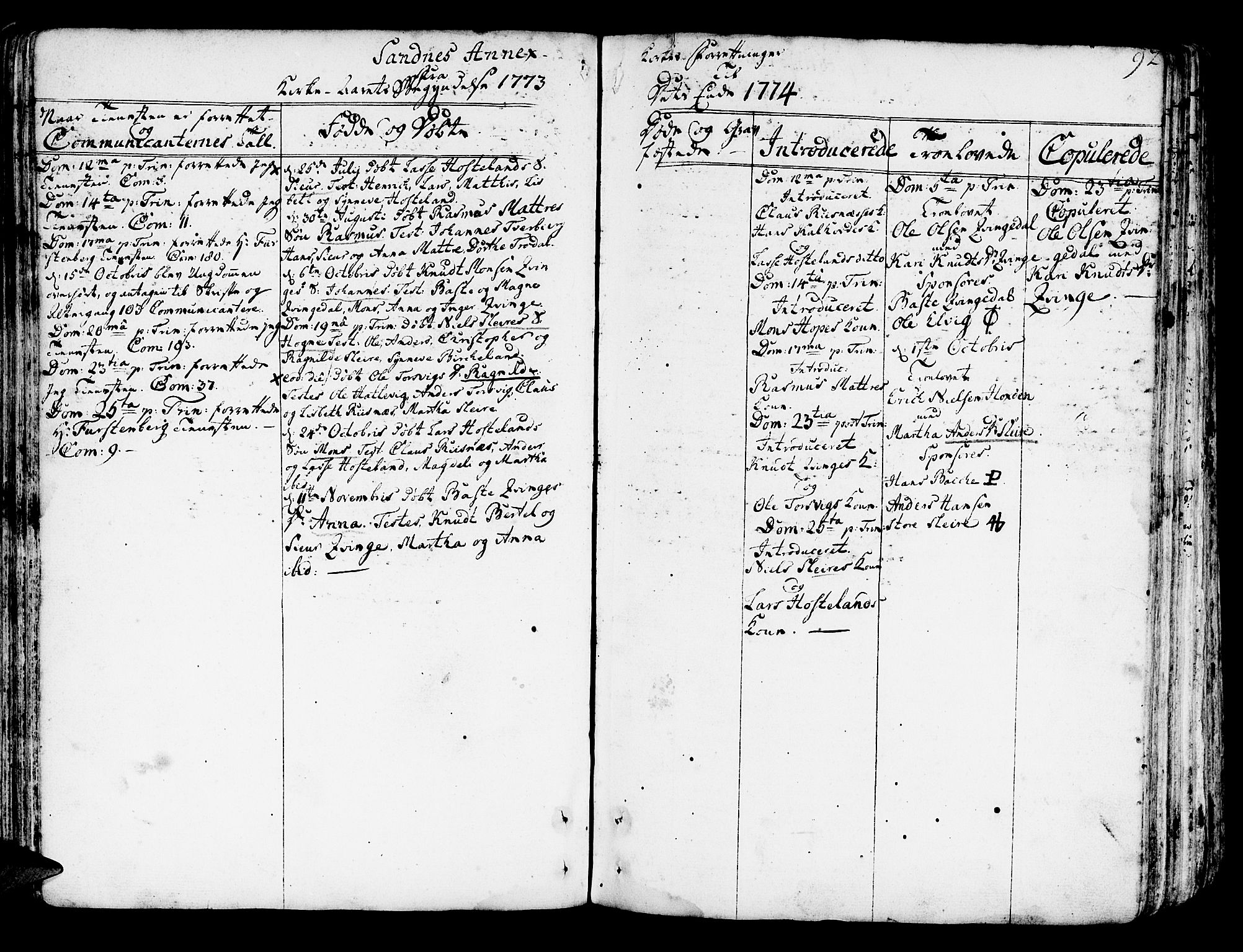 Lindås Sokneprestembete, AV/SAB-A-76701/H/Haa/Haaa/L0004: Parish register (official) no. A 4, 1764-1791, p. 92