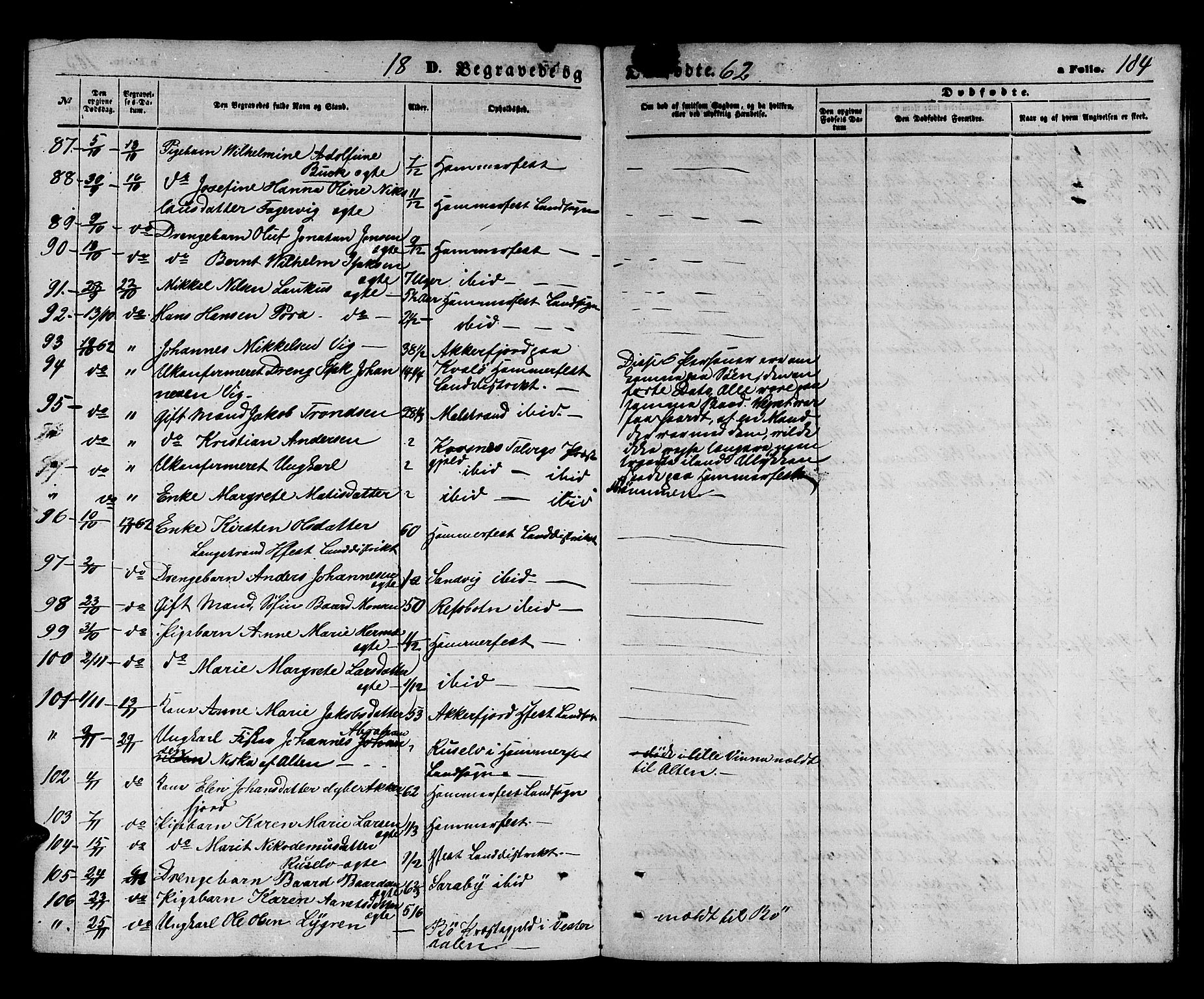 Hammerfest sokneprestkontor, AV/SATØ-S-1347/H/Hb/L0003.klokk: Parish register (copy) no. 3 /1, 1862-1868, p. 184