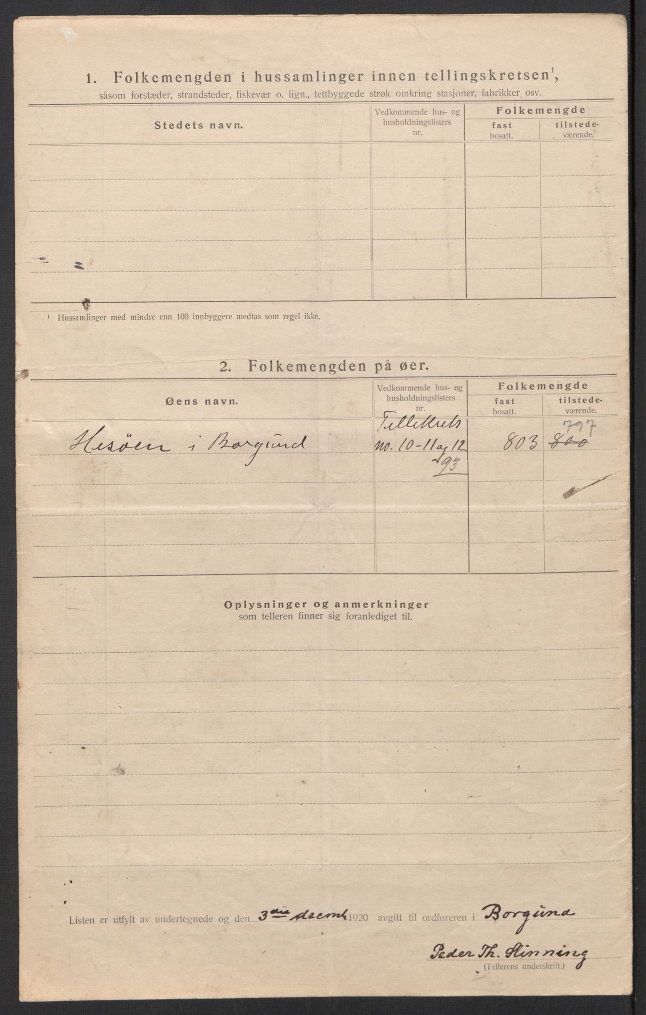 SAT, 1920 census for Borgund, 1920, p. 43