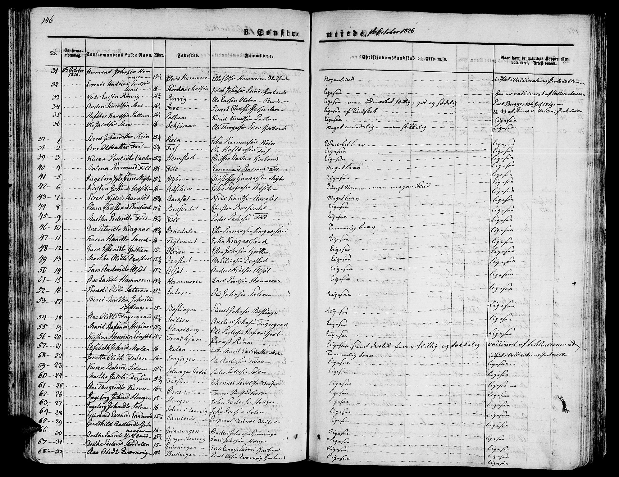 Ministerialprotokoller, klokkerbøker og fødselsregistre - Sør-Trøndelag, SAT/A-1456/646/L0609: Parish register (official) no. 646A07, 1826-1838, p. 146