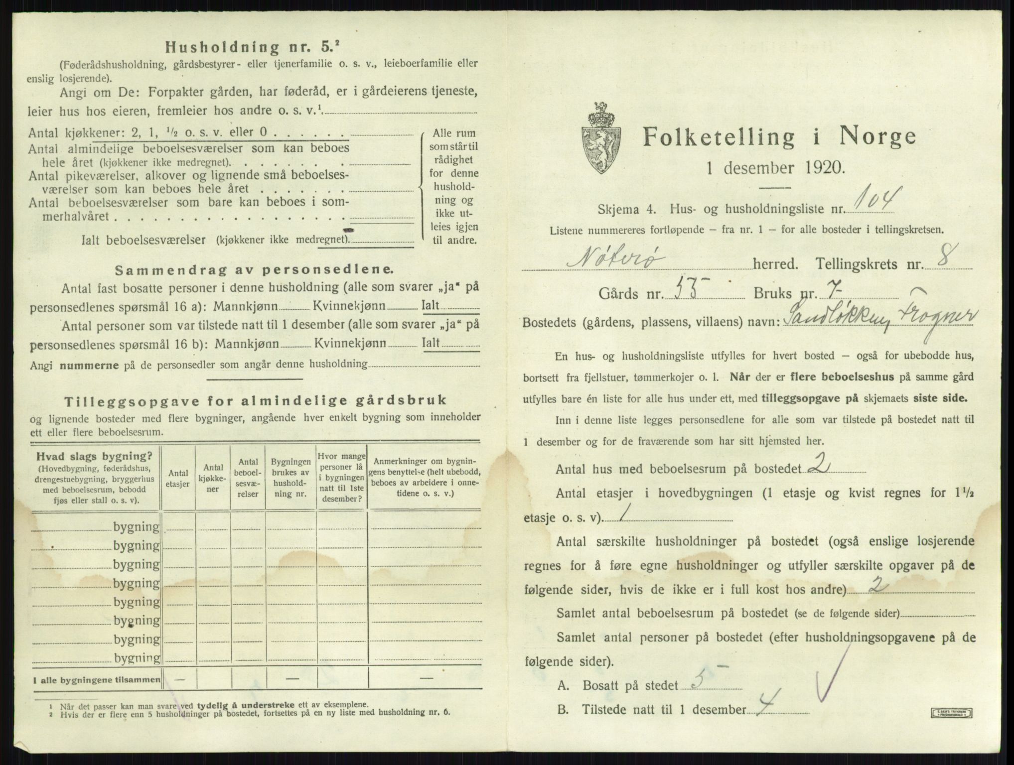 SAKO, 1920 census for Nøtterøy, 1920, p. 1709