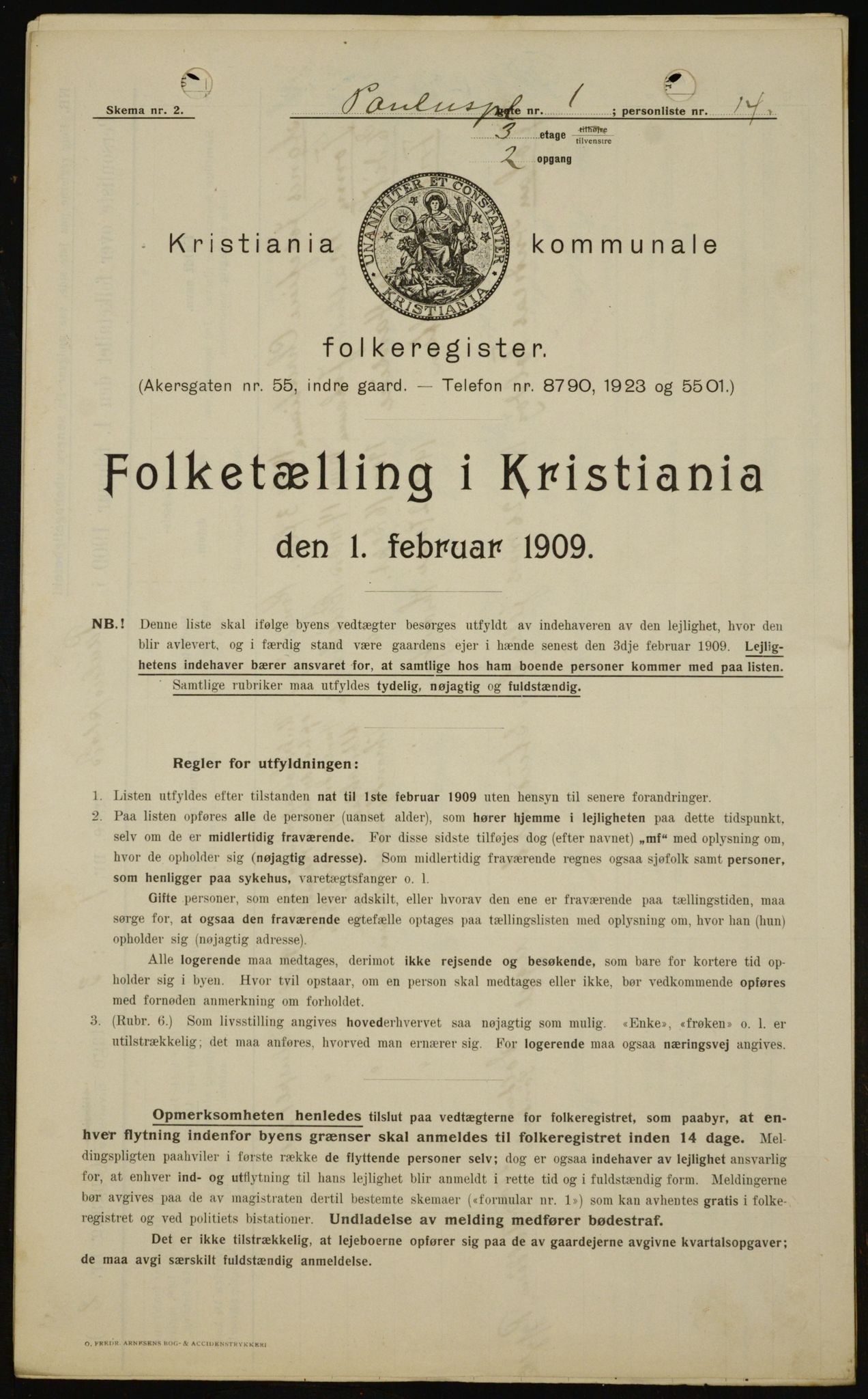 OBA, Municipal Census 1909 for Kristiania, 1909, p. 71136