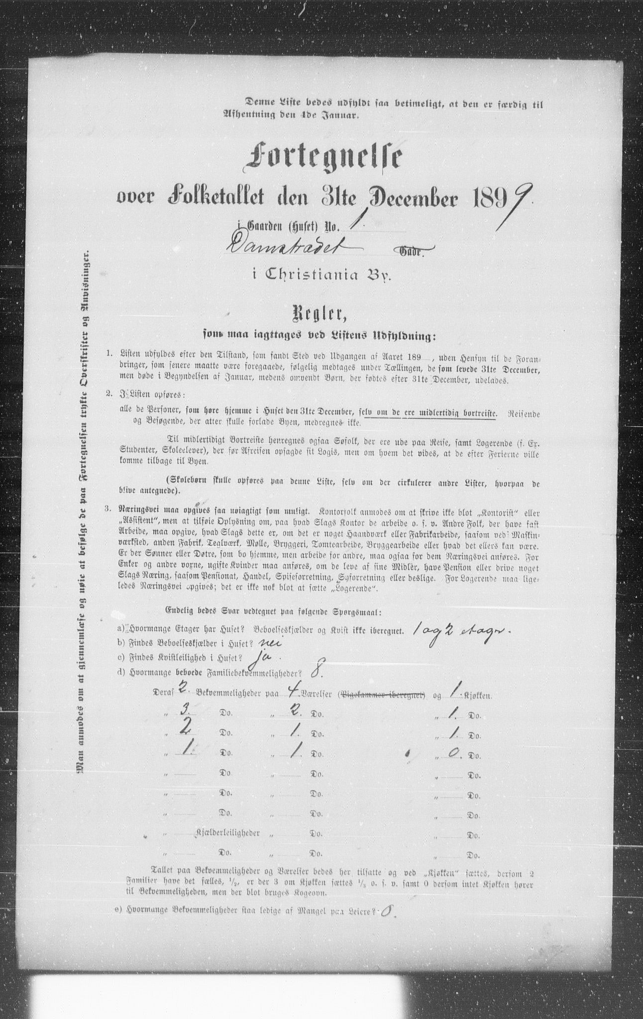 OBA, Municipal Census 1899 for Kristiania, 1899, p. 1868