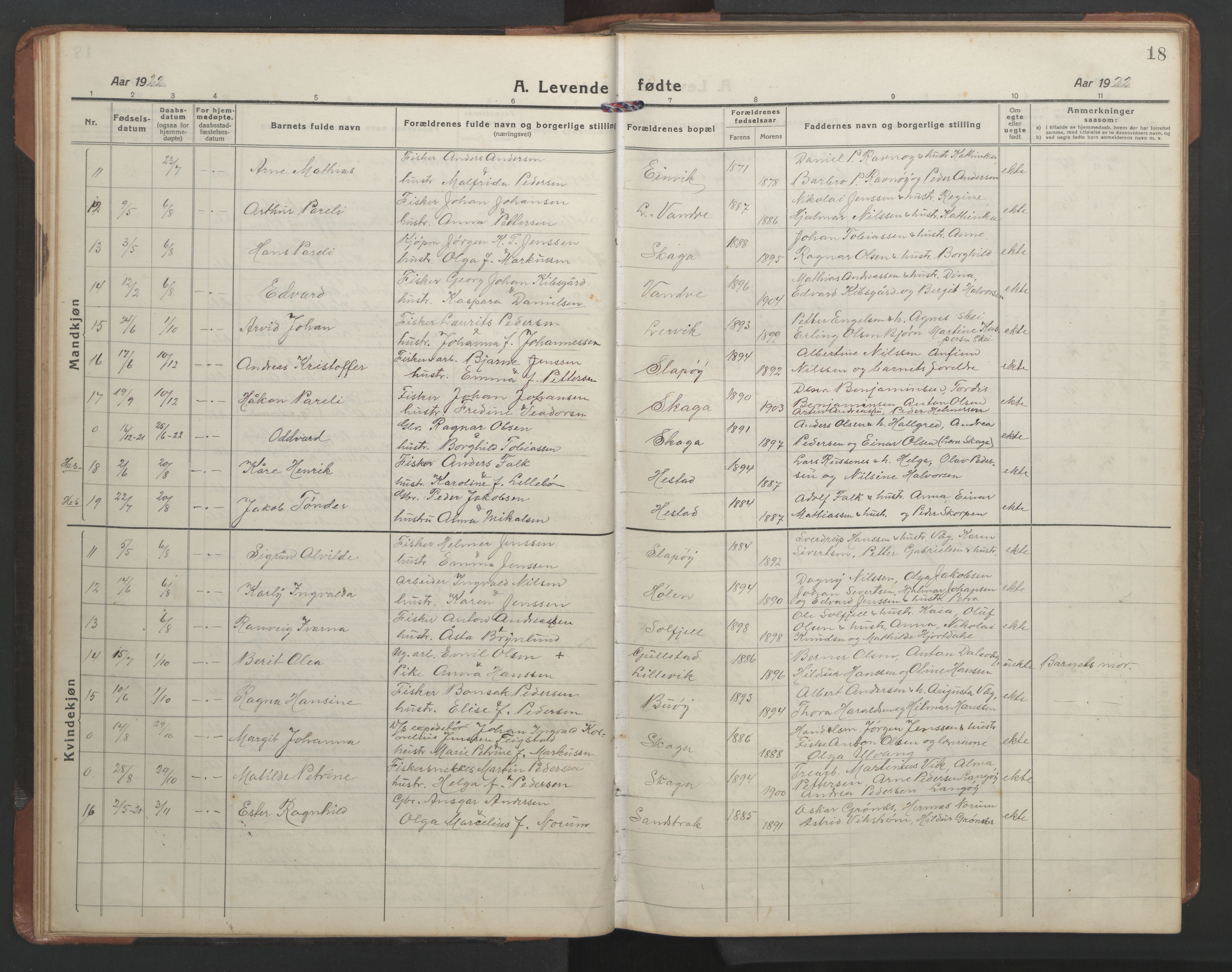 Ministerialprotokoller, klokkerbøker og fødselsregistre - Nordland, SAT/A-1459/836/L0539: Parish register (copy) no. 836C03, 1917-1949, p. 18