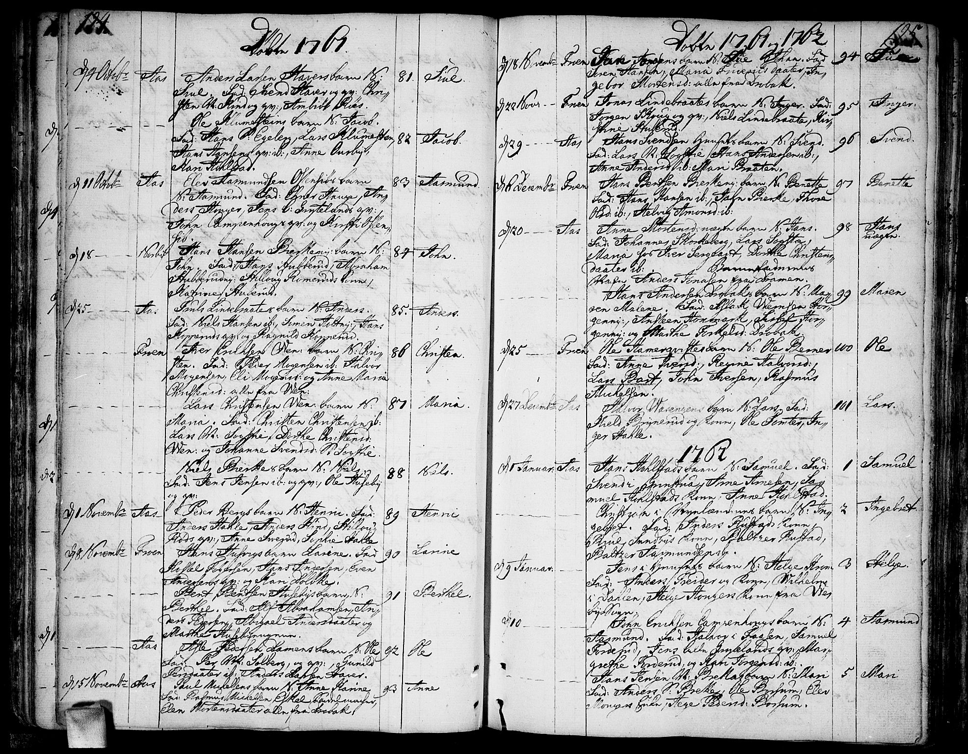 Ås prestekontor Kirkebøker, SAO/A-10894/F/Fa/L0001: Parish register (official) no. I 1, 1742-1778, p. 124-125