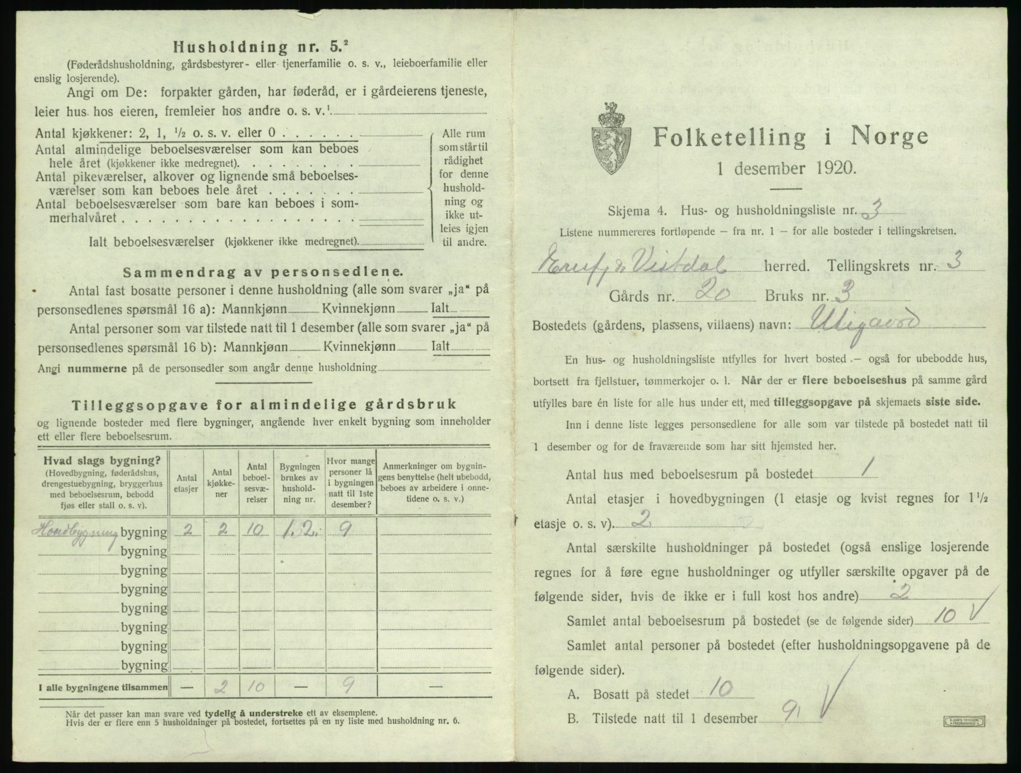 SAT, 1920 census for Eresfjord og Vistdal, 1920, p. 237