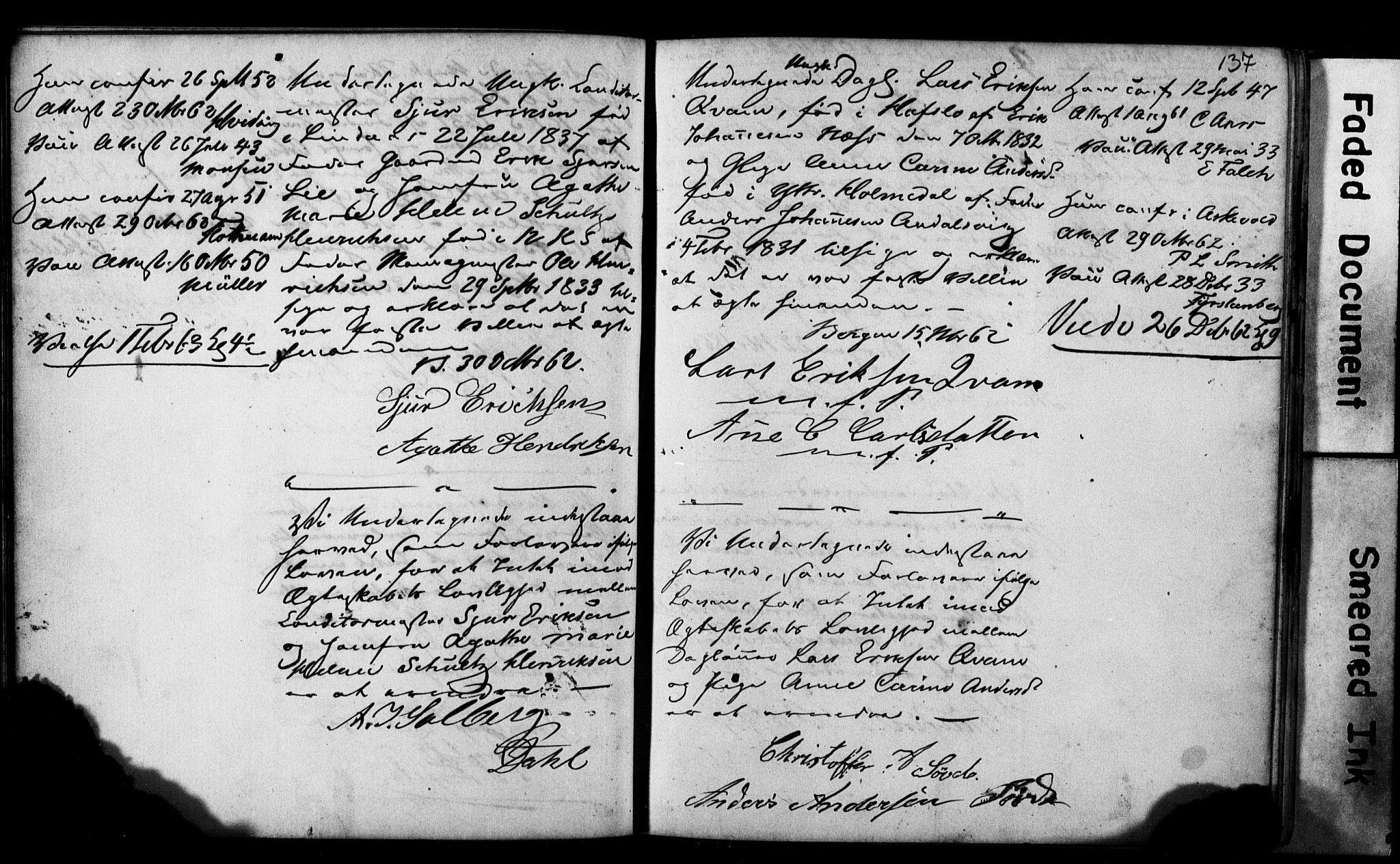 Korskirken sokneprestembete, AV/SAB-A-76101: Best man's statements no. II.5.2, 1859-1865, p. 137