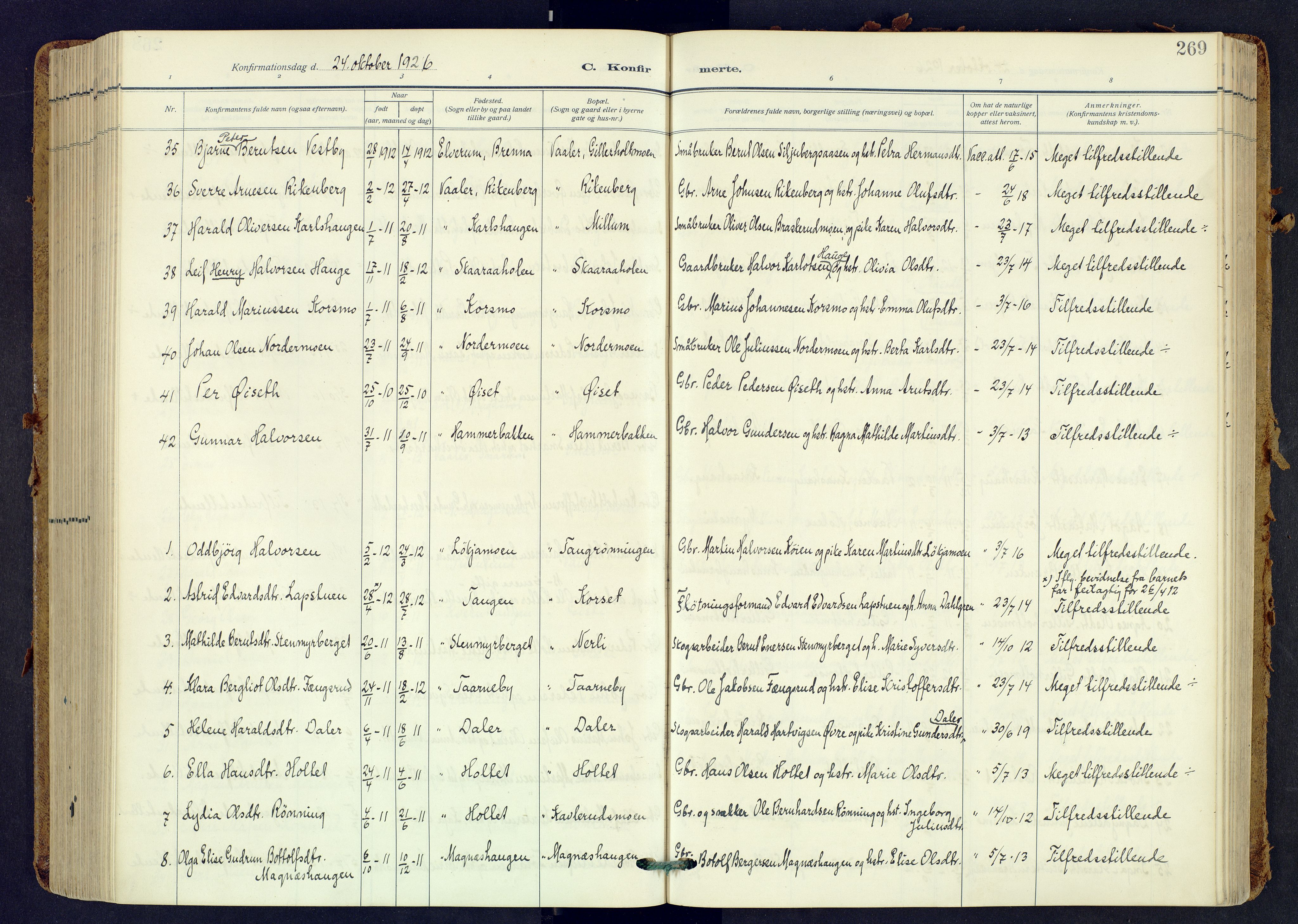 Våler prestekontor, Hedmark, SAH/PREST-040/H/Ha/Haa/L0009: Parish register (official) no. 9, 1912-1940, p. 269