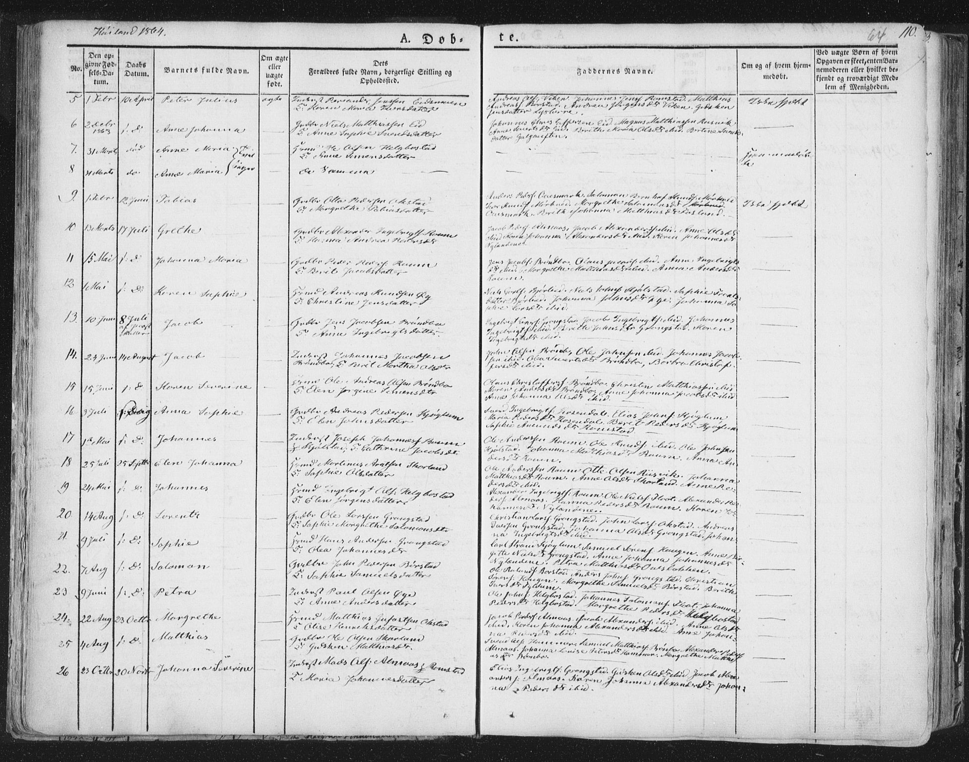 Ministerialprotokoller, klokkerbøker og fødselsregistre - Nord-Trøndelag, SAT/A-1458/758/L0513: Parish register (official) no. 758A02 /2, 1839-1868, p. 64