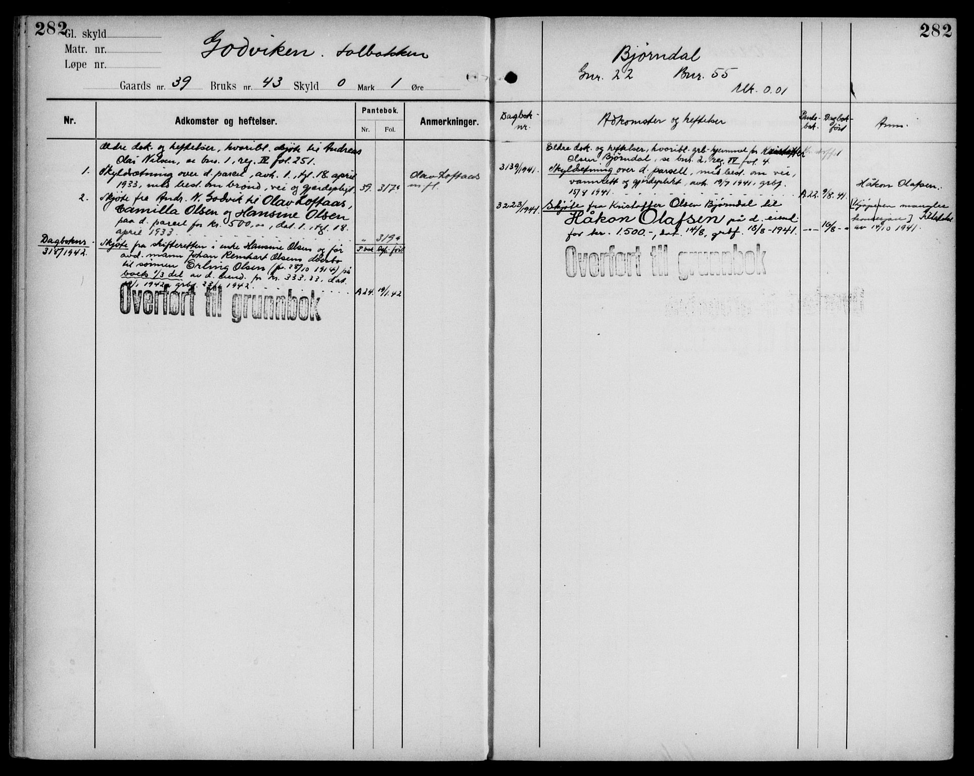 Midhordland sorenskriveri, AV/SAB-A-3001/1/G/Ga/Gab/L0109: Mortgage register no. II.A.b.109, p. 282