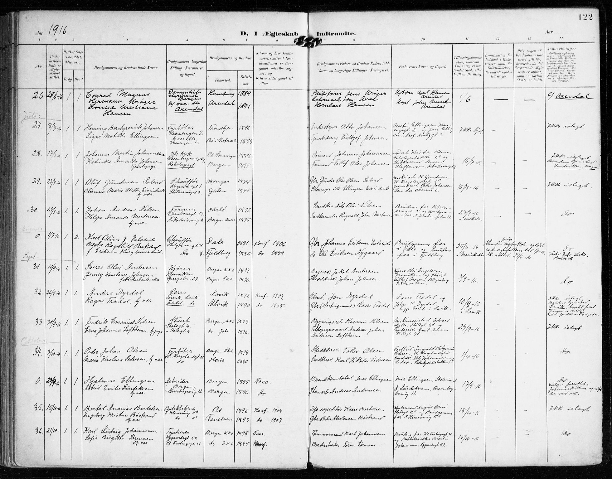 Mariakirken Sokneprestembete, SAB/A-76901/H/Haa/L0014: Parish register (official) no. C 2, 1900-1916, p. 122