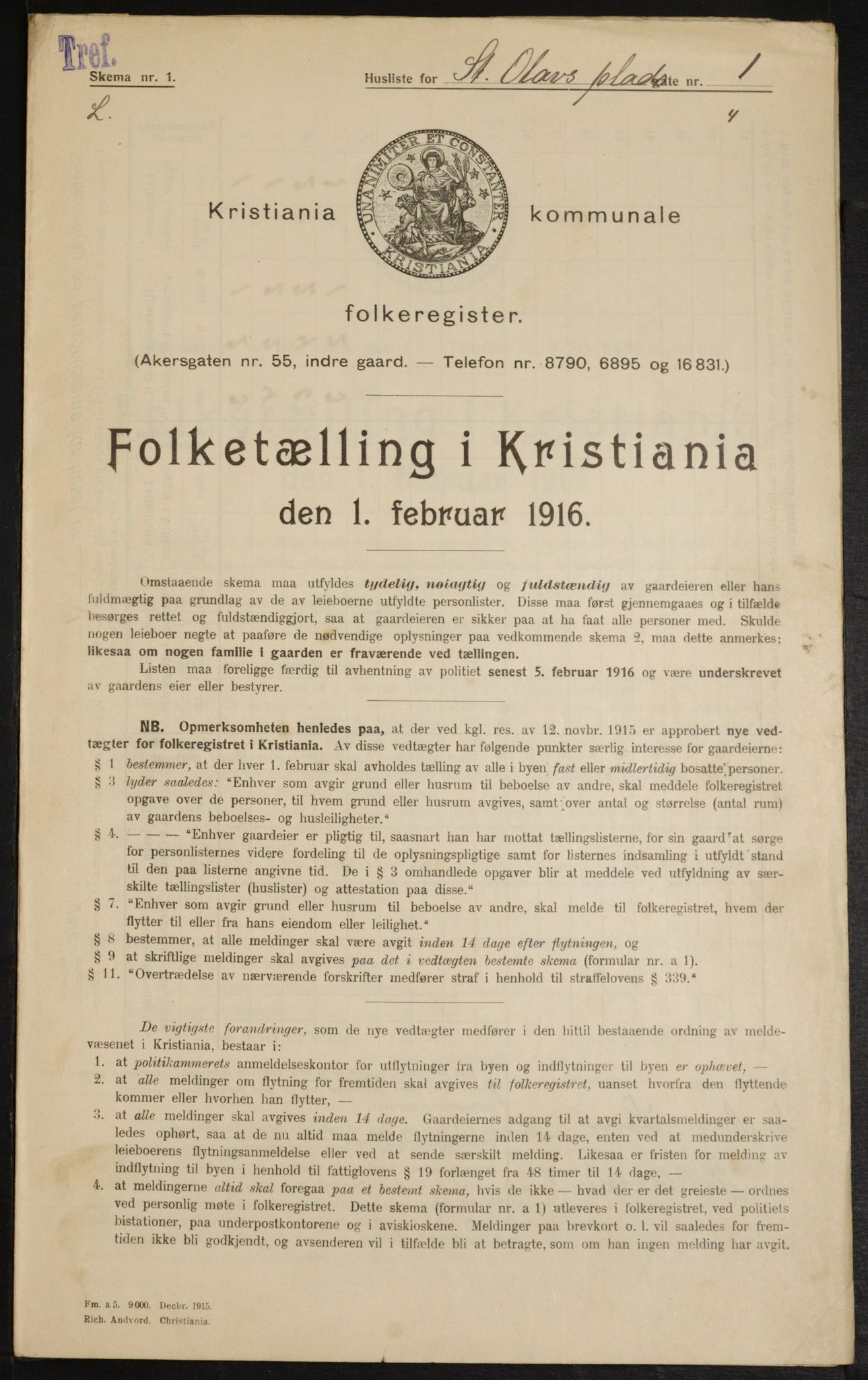 OBA, Municipal Census 1916 for Kristiania, 1916, p. 90563