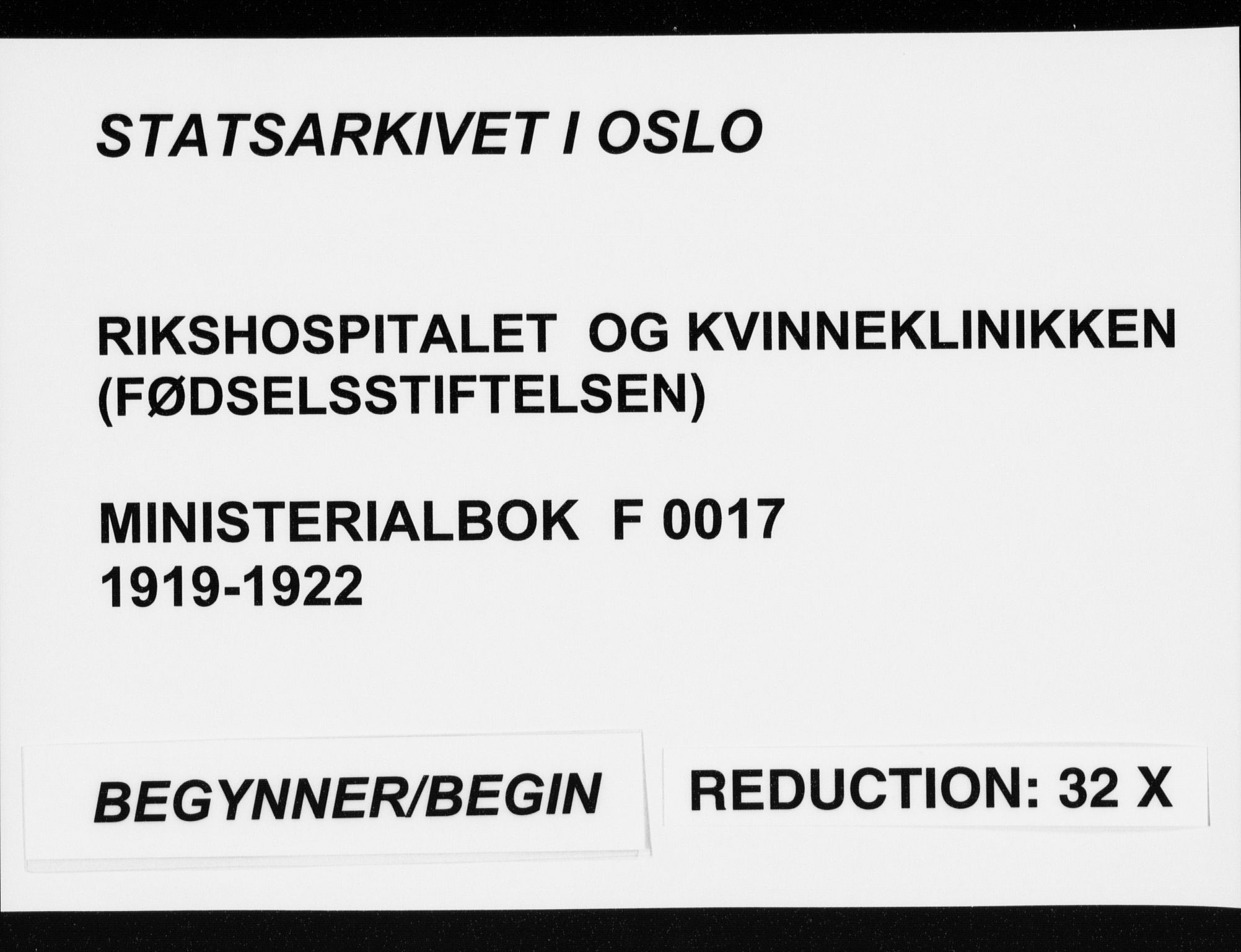 Rikshospitalet prestekontor Kirkebøker, SAO/A-10309b/F/L0017: Parish register (official) no. 17, 1919-1922