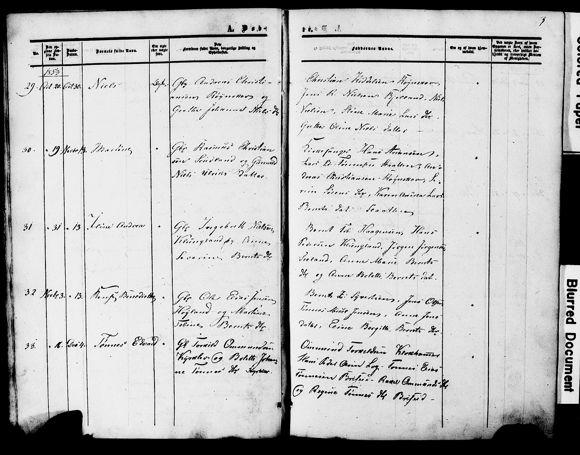 Herad sokneprestkontor, AV/SAK-1111-0018/F/Fa/Faa/L0005: Parish register (official) no. A 5, 1853-1886, p. 3