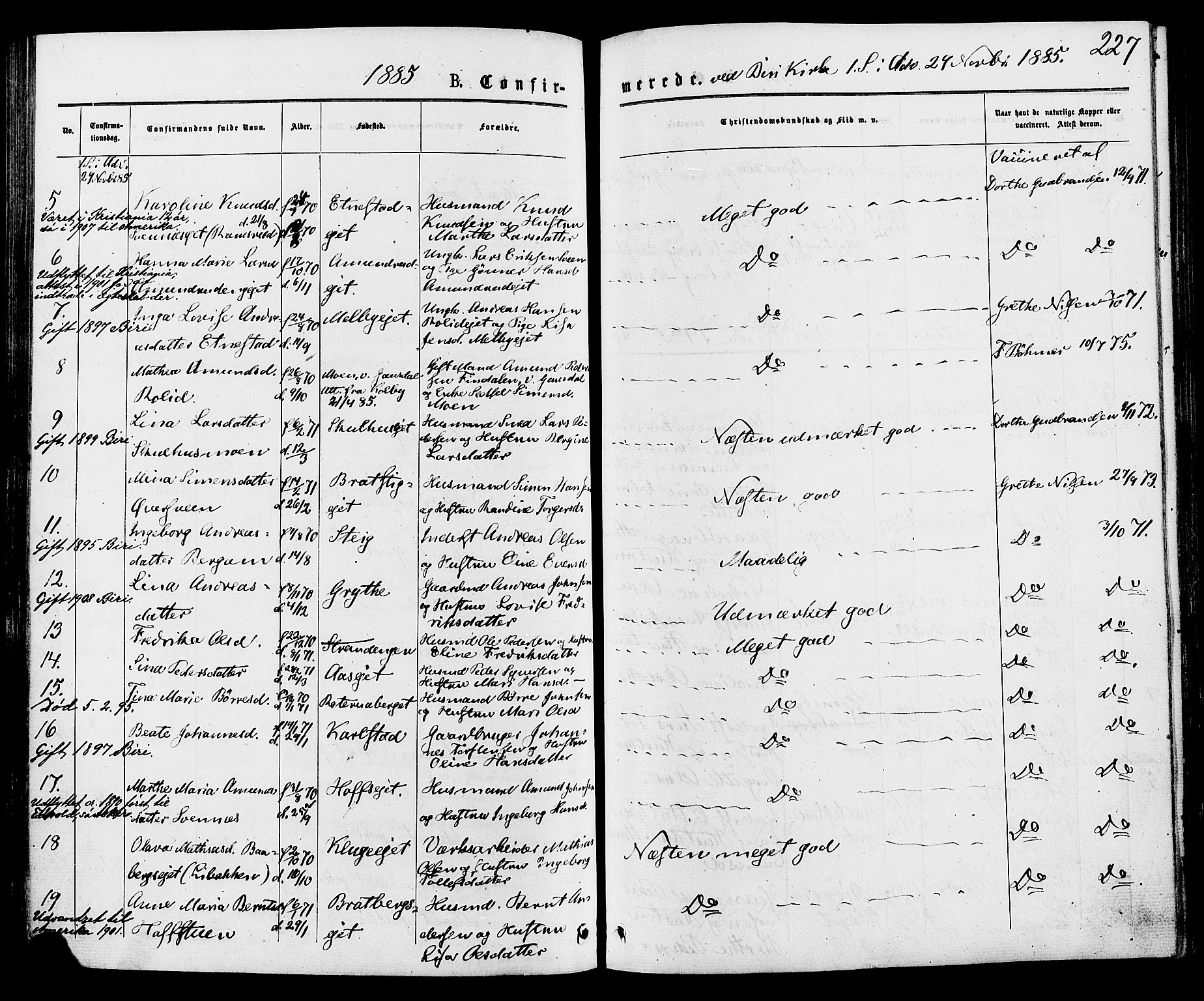 Biri prestekontor, AV/SAH-PREST-096/H/Ha/Haa/L0006: Parish register (official) no. 6, 1877-1886, p. 227