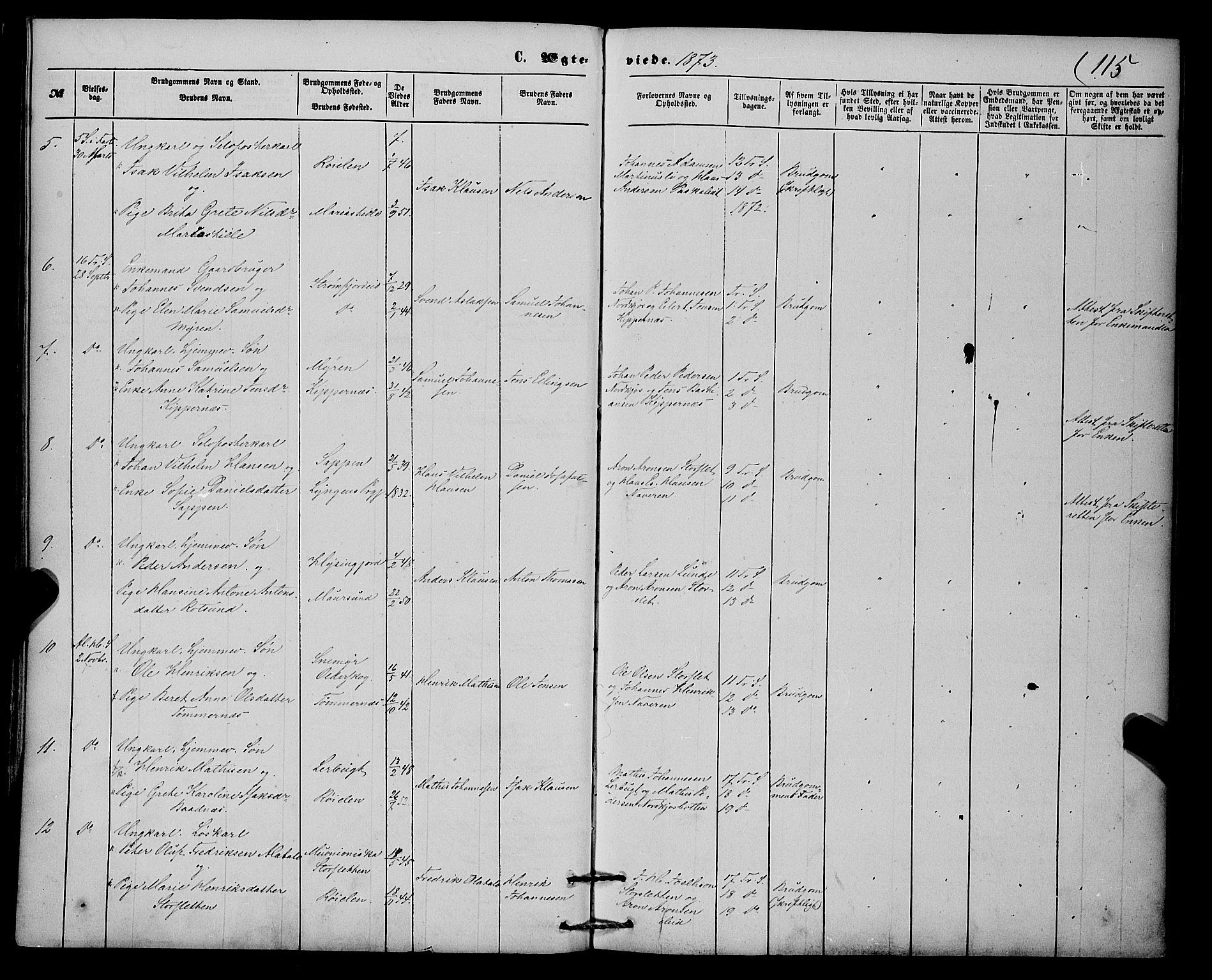Skjervøy sokneprestkontor, SATØ/S-1300/H/Ha/Haa/L0013kirke: Parish register (official) no. 13, 1863-1877, p. 115