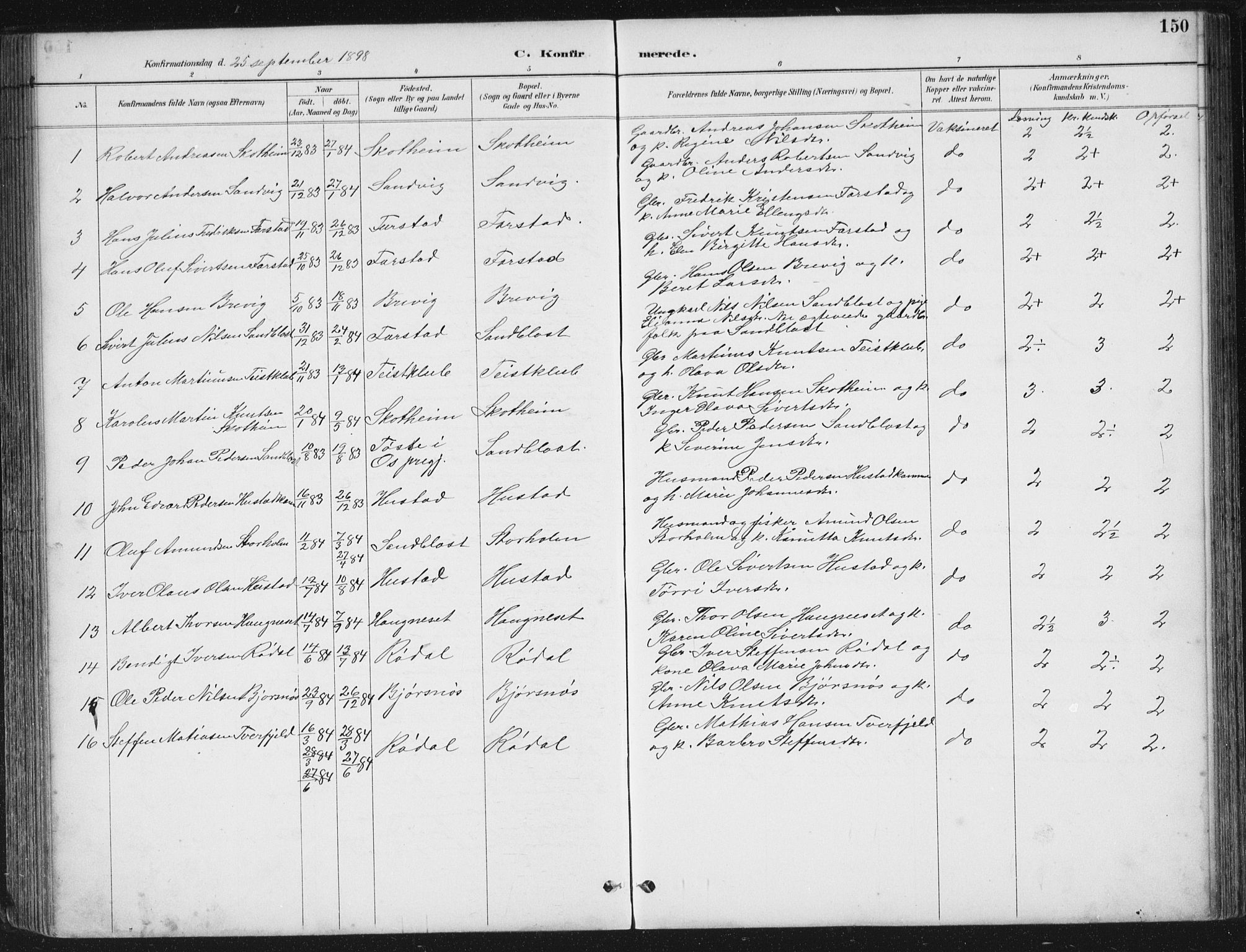 Ministerialprotokoller, klokkerbøker og fødselsregistre - Møre og Romsdal, AV/SAT-A-1454/567/L0783: Parish register (copy) no. 567C03, 1887-1903, p. 150