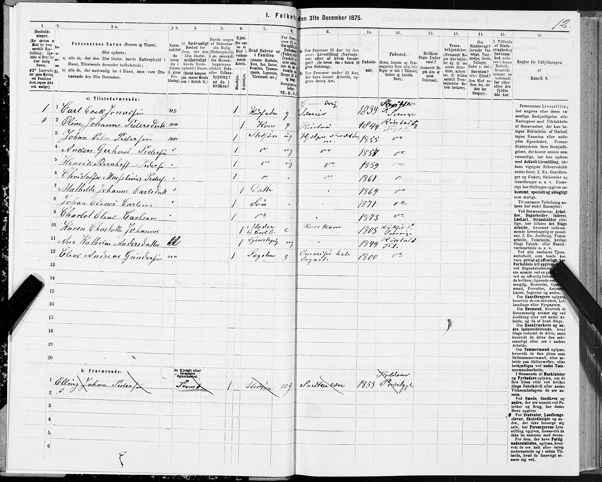 SAT, 1875 census for 1845P Folda, 1875, p. 3012