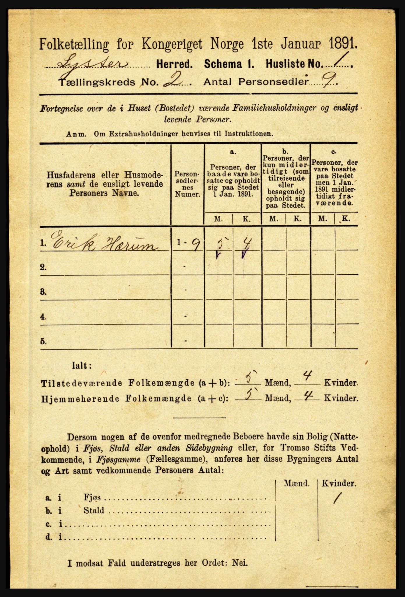 RA, 1891 census for 1426 Luster, 1891, p. 776