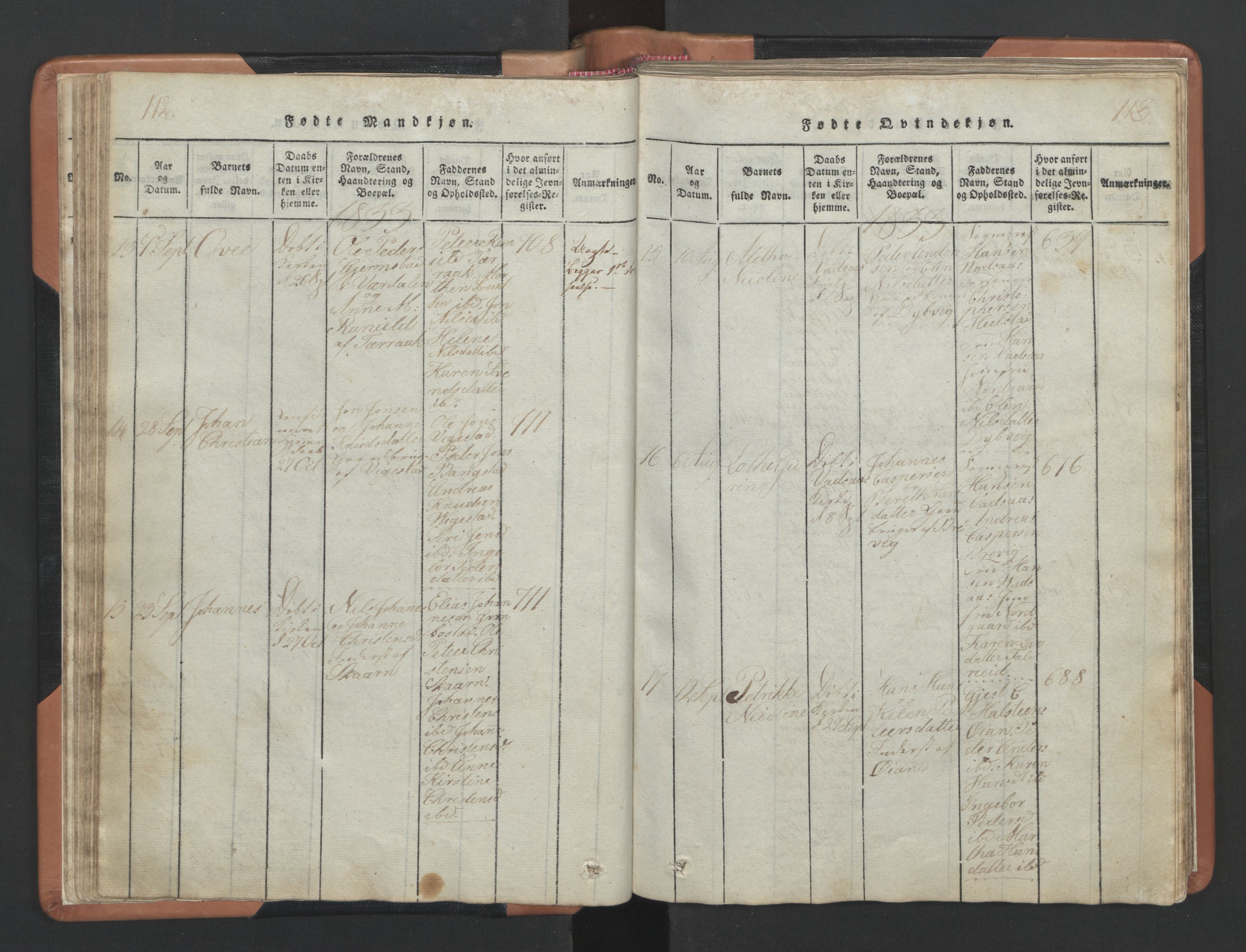 Ministerialprotokoller, klokkerbøker og fødselsregistre - Nordland, AV/SAT-A-1459/810/L0157: Parish register (copy) no. 810C01, 1819-1842, p. 112-113