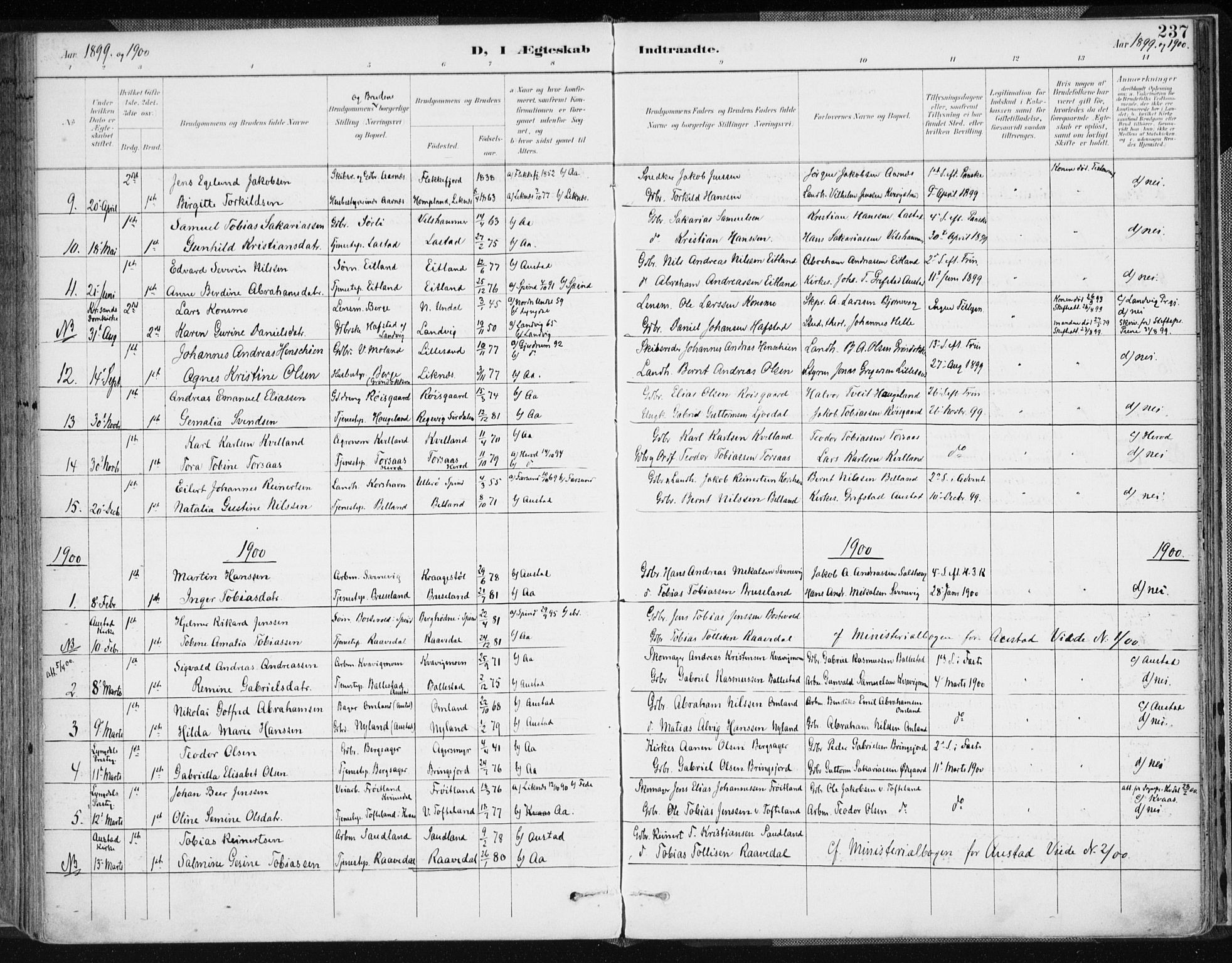 Lyngdal sokneprestkontor, AV/SAK-1111-0029/F/Fa/Fac/L0012: Parish register (official) no. A 12, 1894-1918, p. 237