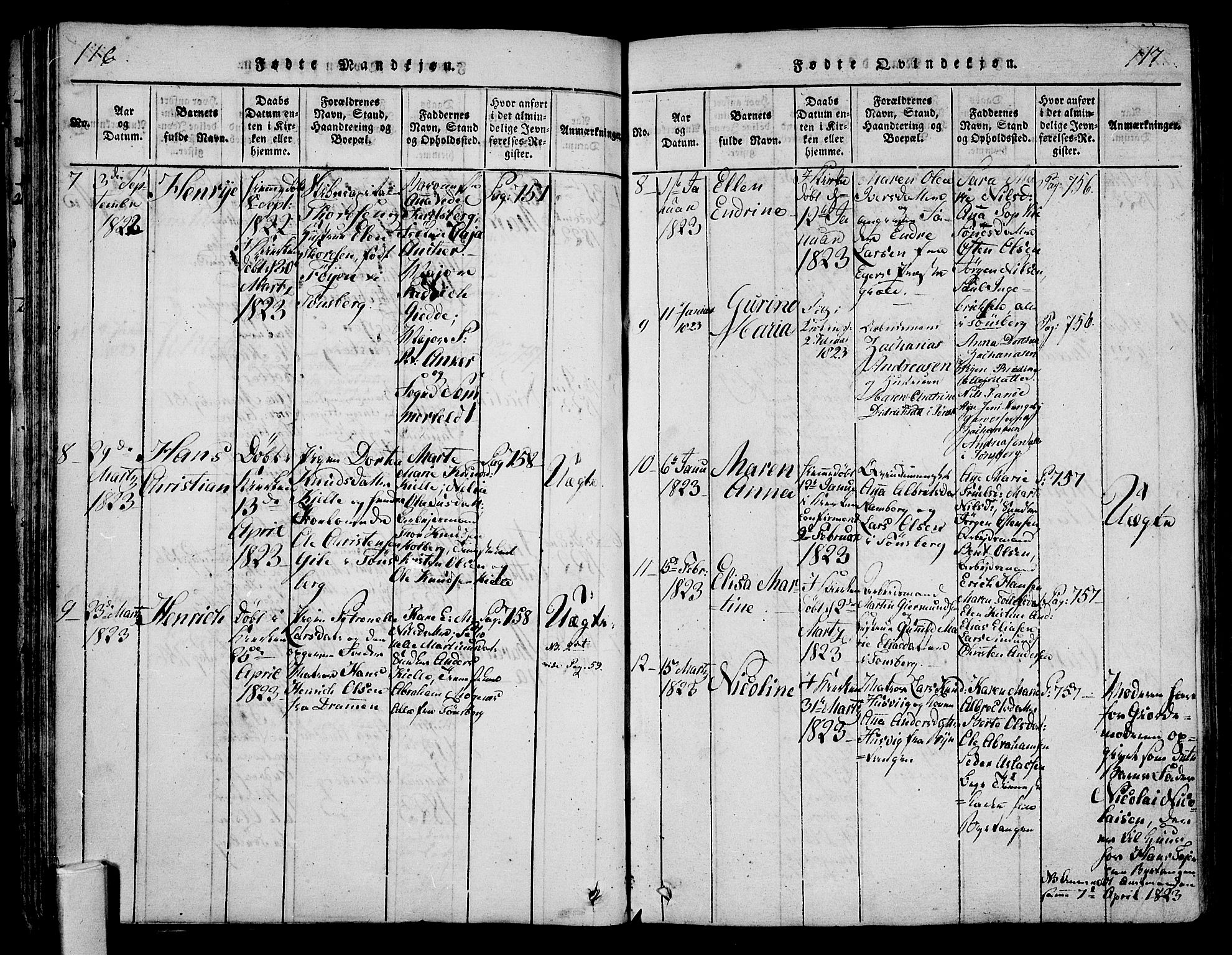 Tønsberg kirkebøker, AV/SAKO-A-330/F/Fa/L0004: Parish register (official) no. I 4, 1813-1826, p. 116-117
