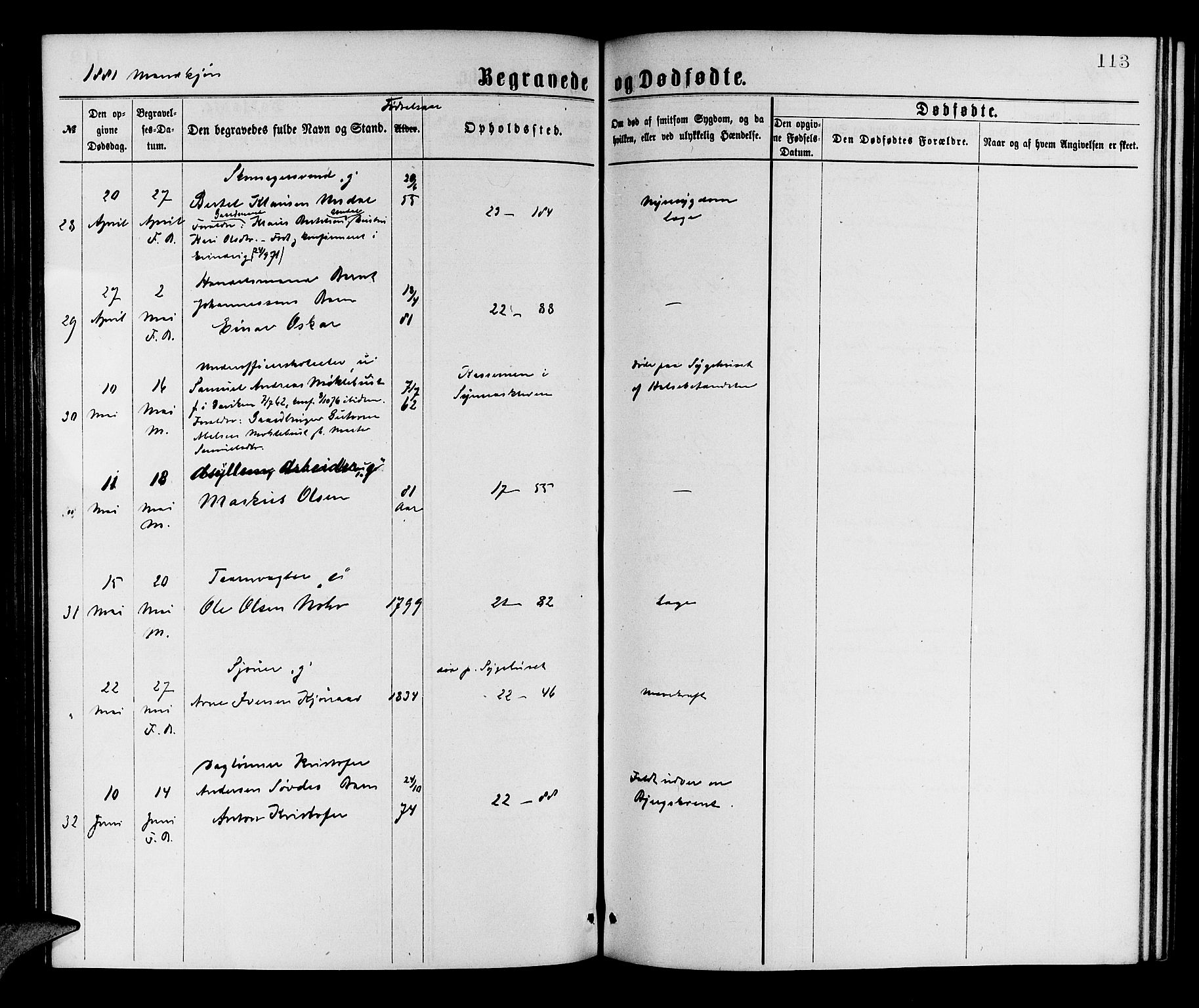 Korskirken sokneprestembete, AV/SAB-A-76101/H/Hab: Parish register (copy) no. E 3, 1871-1883, p. 113