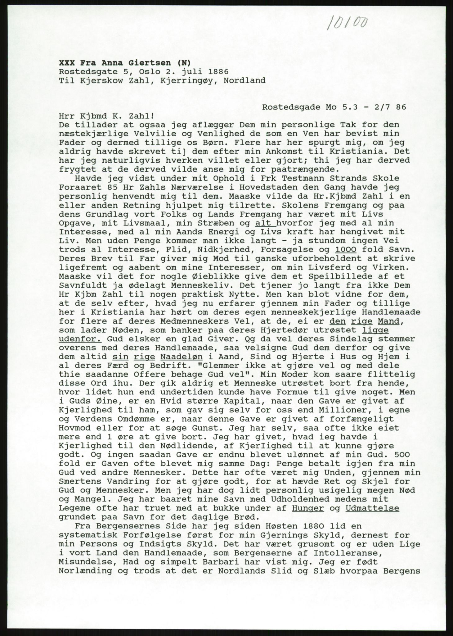 Samlinger til kildeutgivelse, Amerikabrevene, RA/EA-4057/F/L0036: Innlån fra Nordland: Kjerringøyarkivet, 1838-1914, p. 191